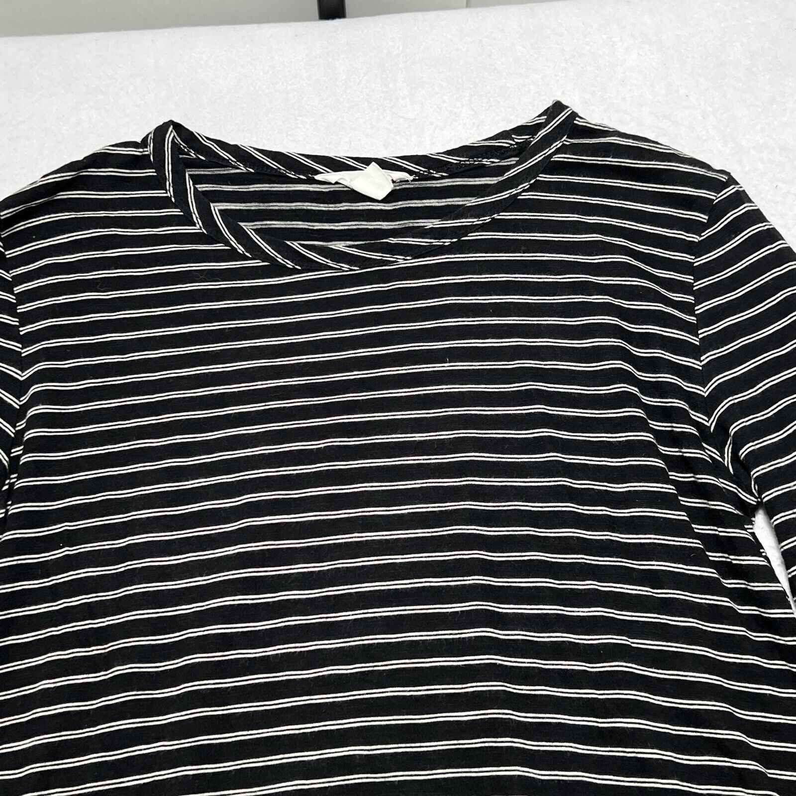 Nordstrom Caslon Women's Medium Babydoll Long Sleeve Black + White Top Size M / US 6-8 / IT 42-44 - 2 Thumbnail