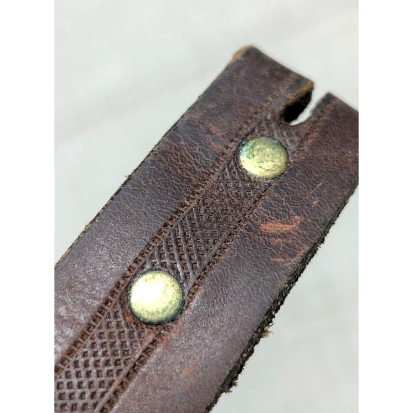 Vintage VINTAGE TOOLED buckle belt 46 cowhide WESTSERN brown leather COWBOY USA made Size 46 - 4 Thumbnail