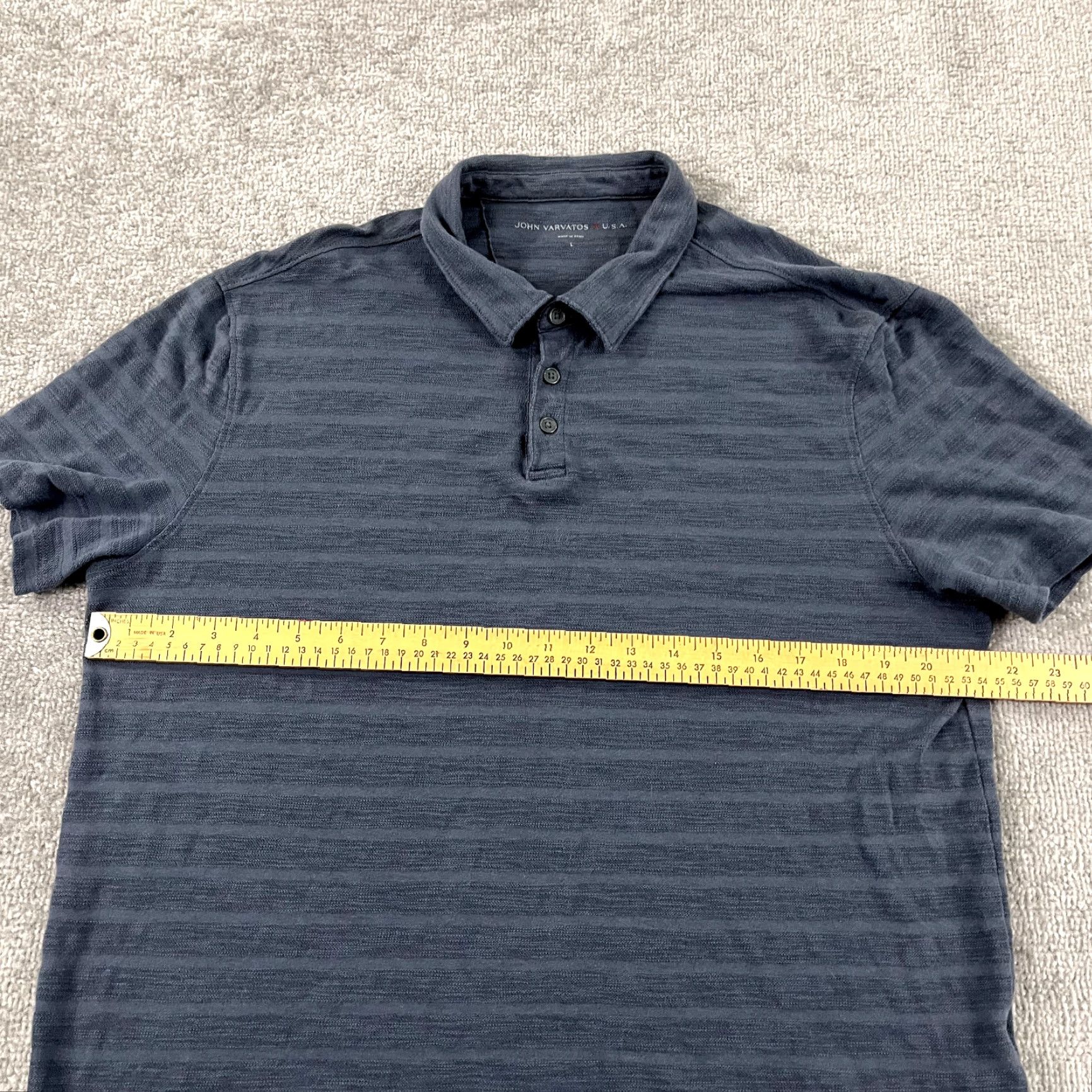 John Varvatos JOHN VARVATOS Polo Shirt Mens Large Gray Blue Striped Short Sleeve Preppy USA Size US L / EU 52-54 / 3 - 4 Thumbnail