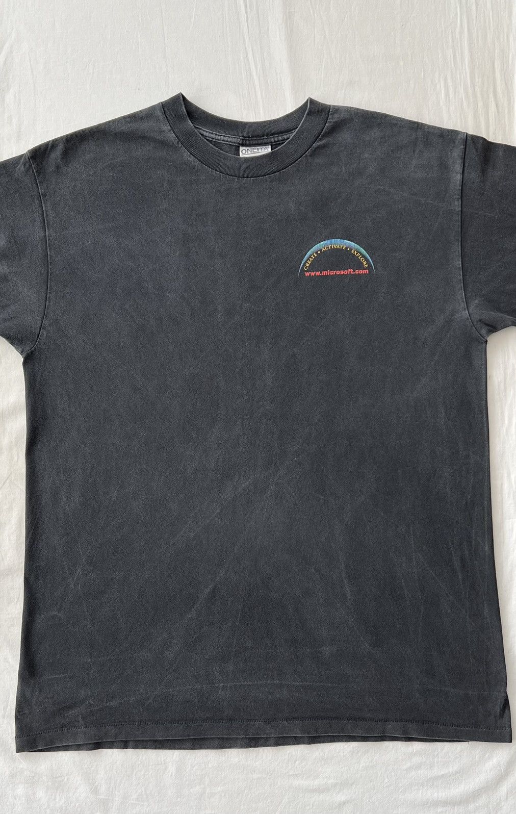 Microsoft Vintage 90s Microsoft Create Activate Explore Tech Faded Tee Size US XL / EU 56 / 4 - 5 Thumbnail