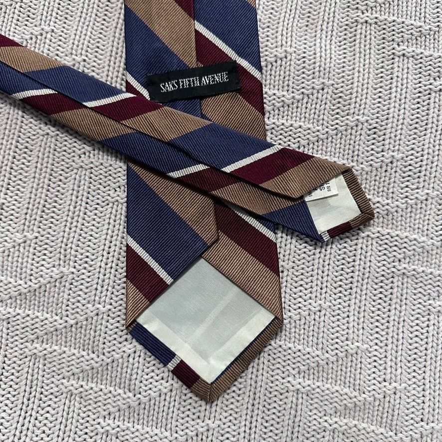Saks Fifth Avenue Saks Fifth Avenue navy, gold, and maroon silk tie Size ONE SIZE - 3 Thumbnail