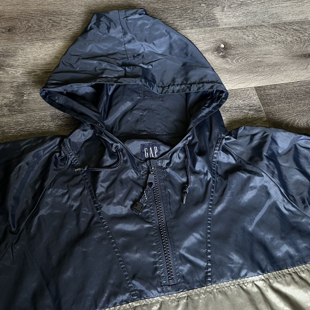 Gap × Vintage Vintage 90s GAP Spellout Arch Logo Anorak Windbreaker Jacket Size US M / EU 48-50 / 2 - 8 Thumbnail