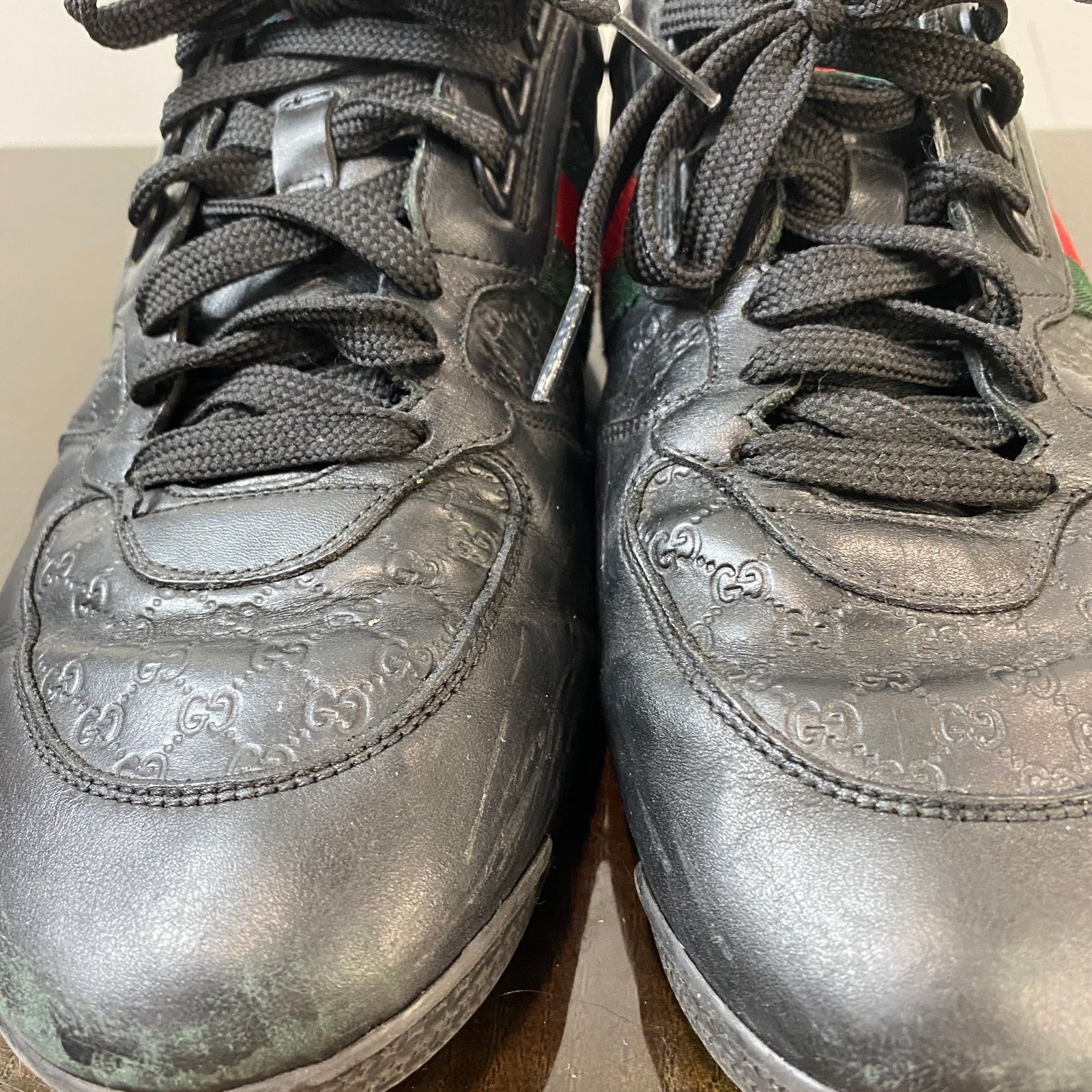 Gucci Monogram Leather Low Trainers Sneakers Men's 9