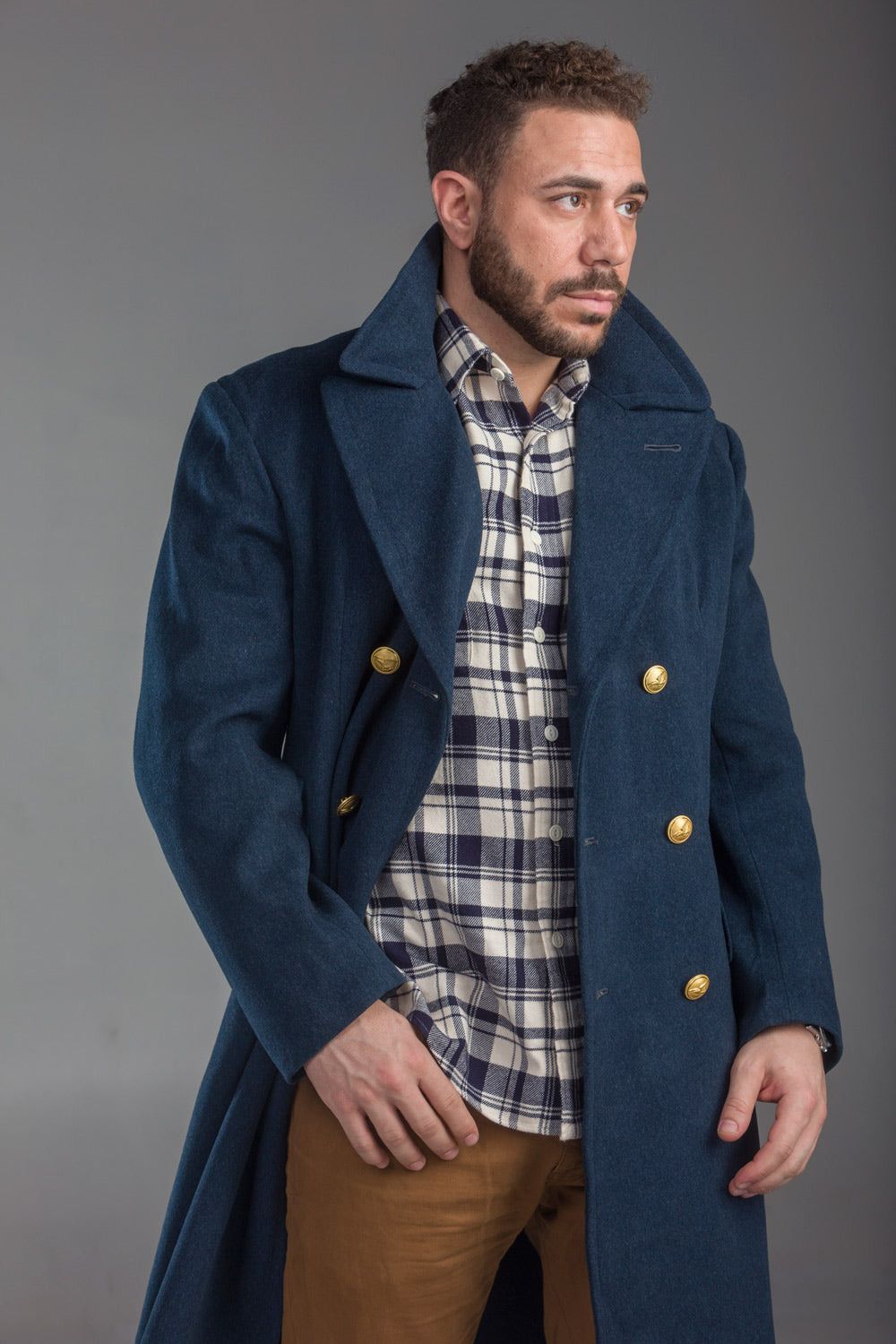 image of Military x Vintage Aeronautica Militare Officer's Wool Blue Overcoat, Men's (Size Large)