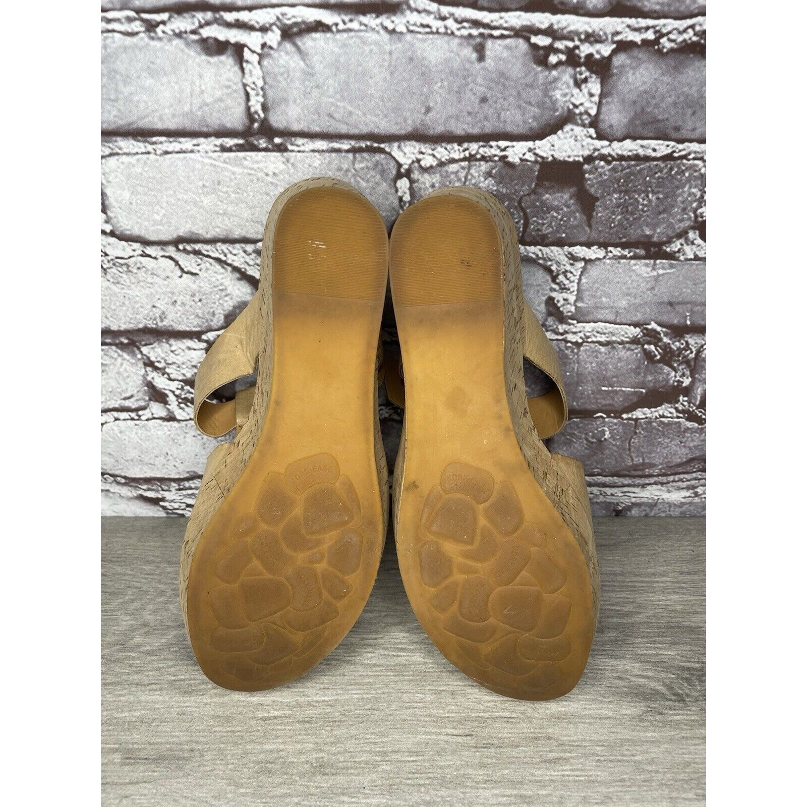 Other Kork Ease Tan Leather Cork Platform Strap High Wedge Sandals Size US 10 / IT 40 - 23 Thumbnail