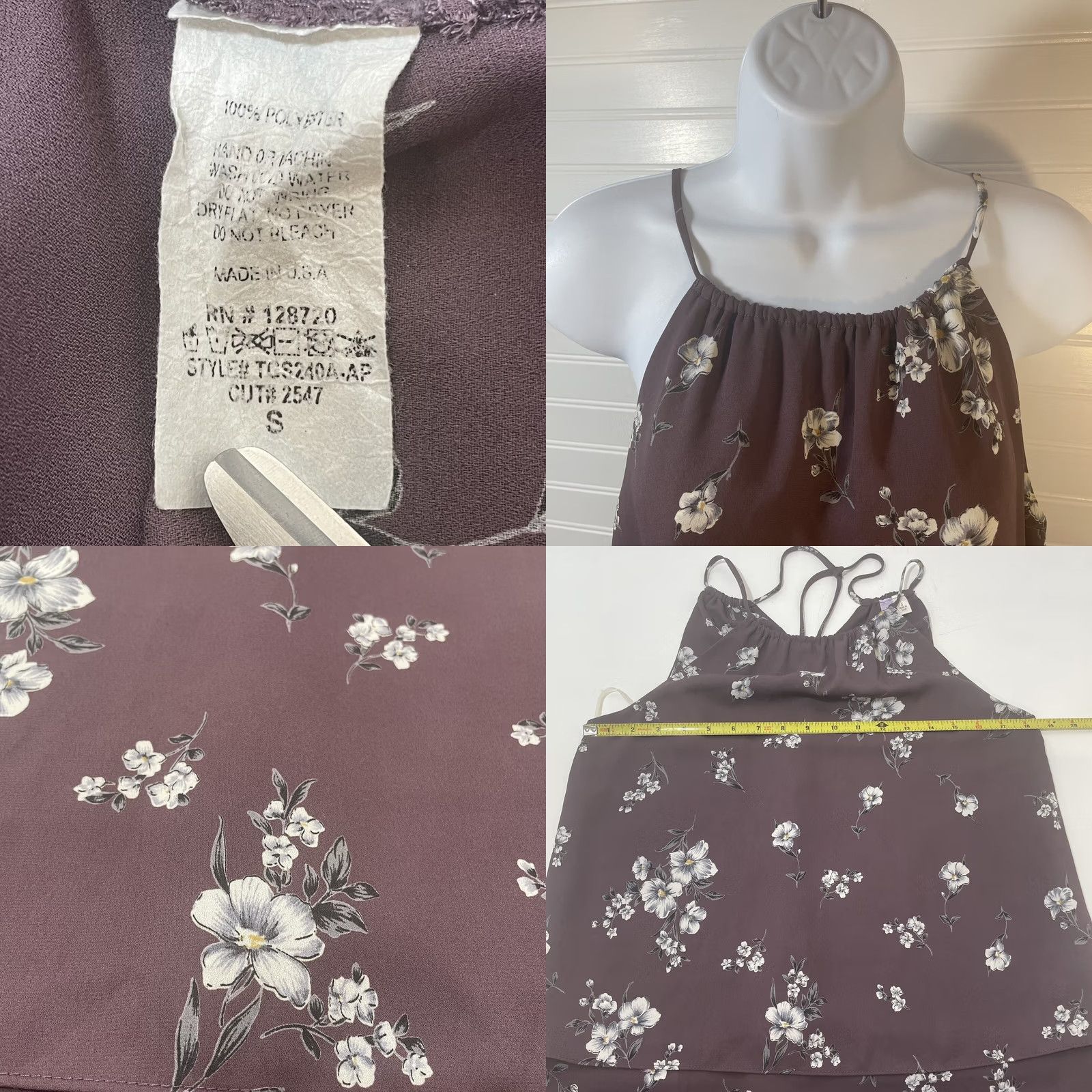 Vintage Alya Halter Top Blouse Women Small Purple Floral Tie Back USA Size S / US 4 / IT 40 - 8 Thumbnail