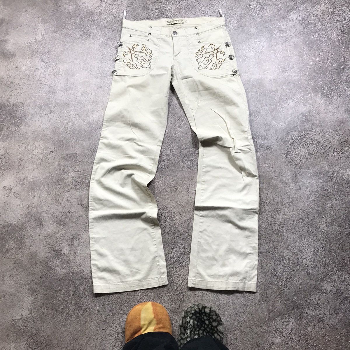 Vintage Y2K Baggy Distressed Cargo Pants Streetwear Thrashed Logo 29 Size 29" - 2 Thumbnail
