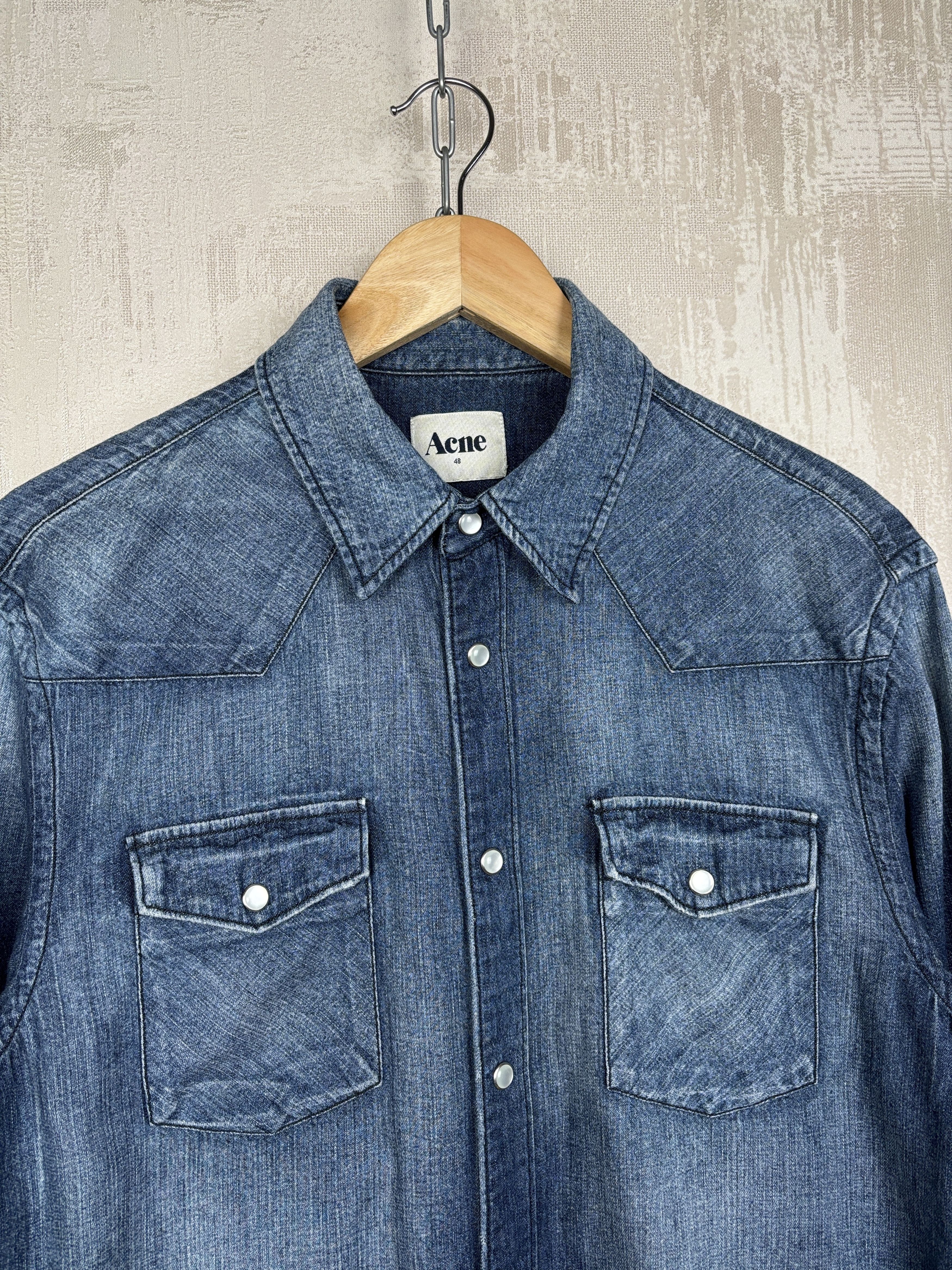 Acne Studios Acne Texas AW11 Pearl Snap Button Denim Long Sleeve Shirt Size US M / EU 48-50 / 2 - 4 Thumbnail