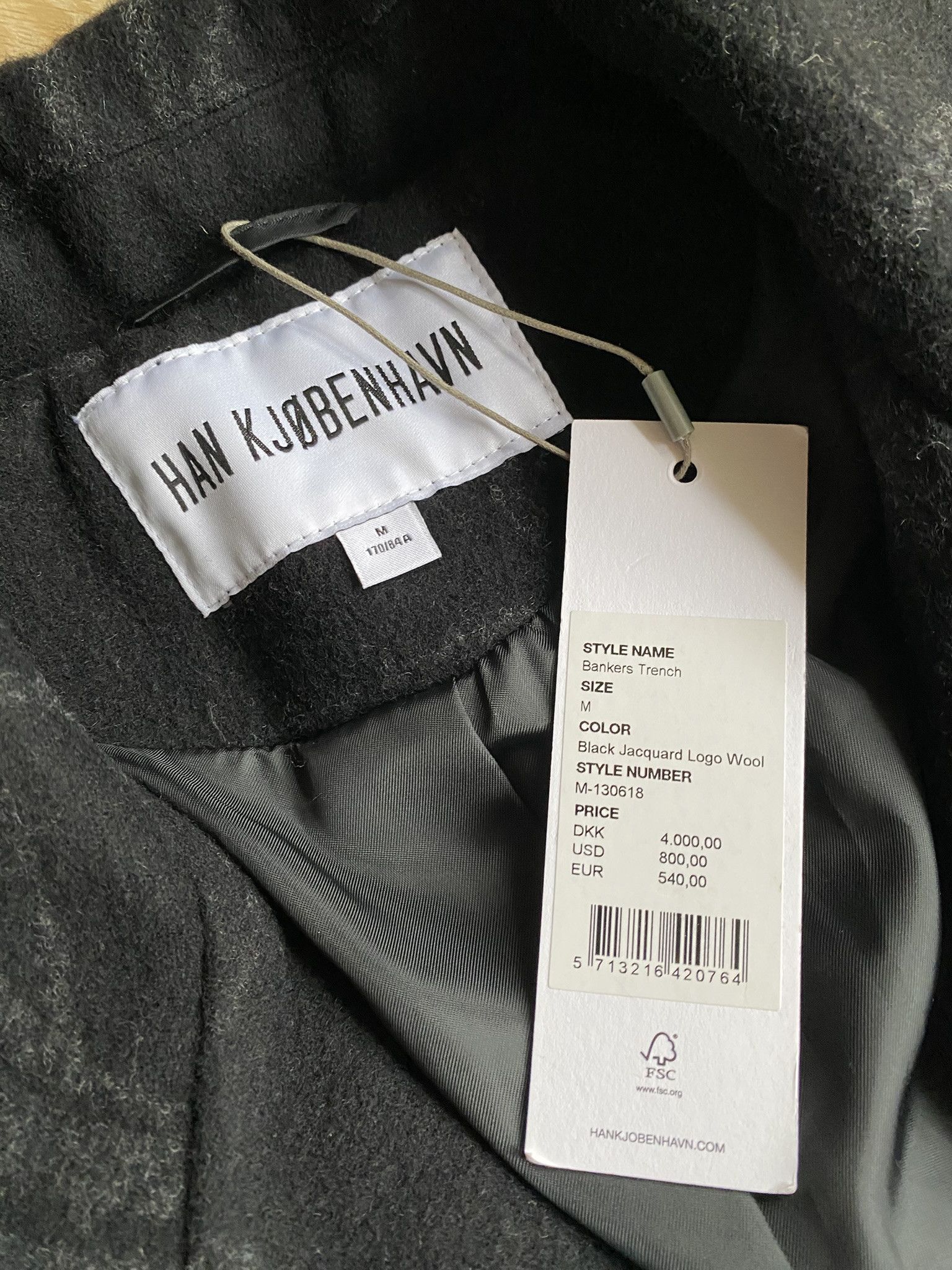 Acne Studios NWT $800 - Bankers Trench - Black Jacquard Logo Wool Size US M / EU 48-50 / 2 - 4 Thumbnail