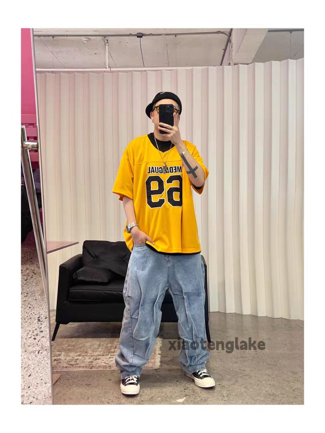 Jean xz vintage washed faded loose baggy hiphop patchwork jeans Size US 32 / EU 48 - 2 Thumbnail