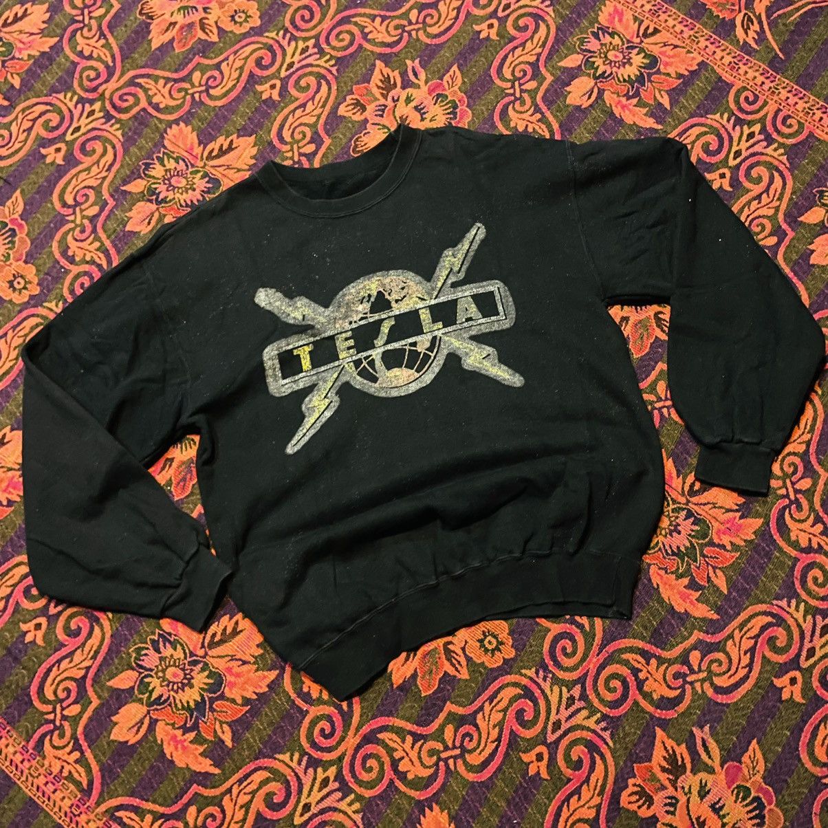 Vintage 90's Tesla New Year Concert Sweatshirt Size US M / EU 48-50 / 2 - 1 Thumbnail