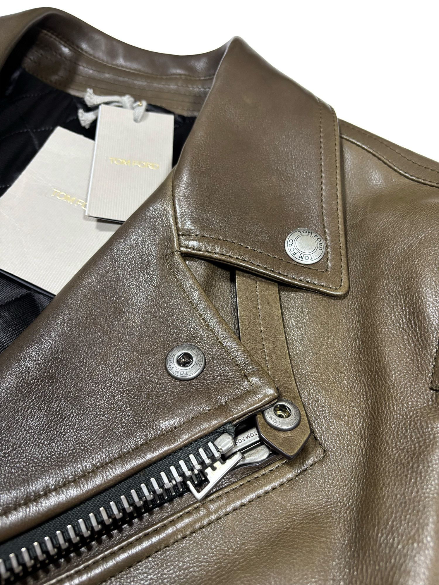 Tom Ford TOM FORD Grain Leather Biker Jacket Brown Size 48 NWT Size US M / EU 48-50 / 2 - 7 Thumbnail