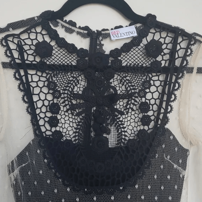 RED Valentino Crocheted lace-paneled point d'esprit mini dress Size XS / US 0-2 / IT 36-38 - 5 Thumbnail