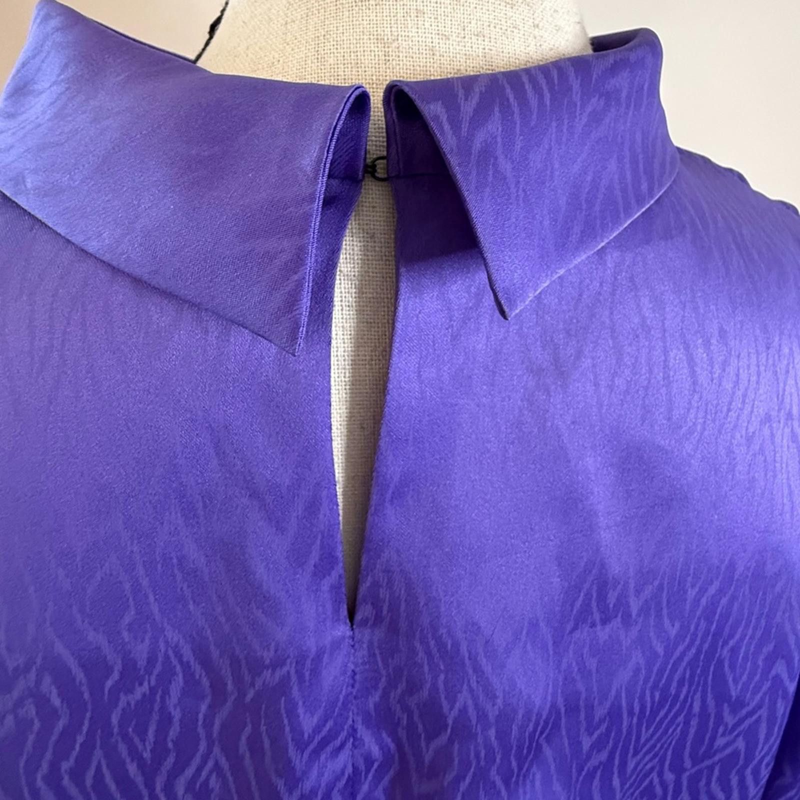 Other Purple dressy top subtle swirled pattern coquette bow SZ 1X Size XL / US 12-14 / IT 48-50 - 5 Thumbnail