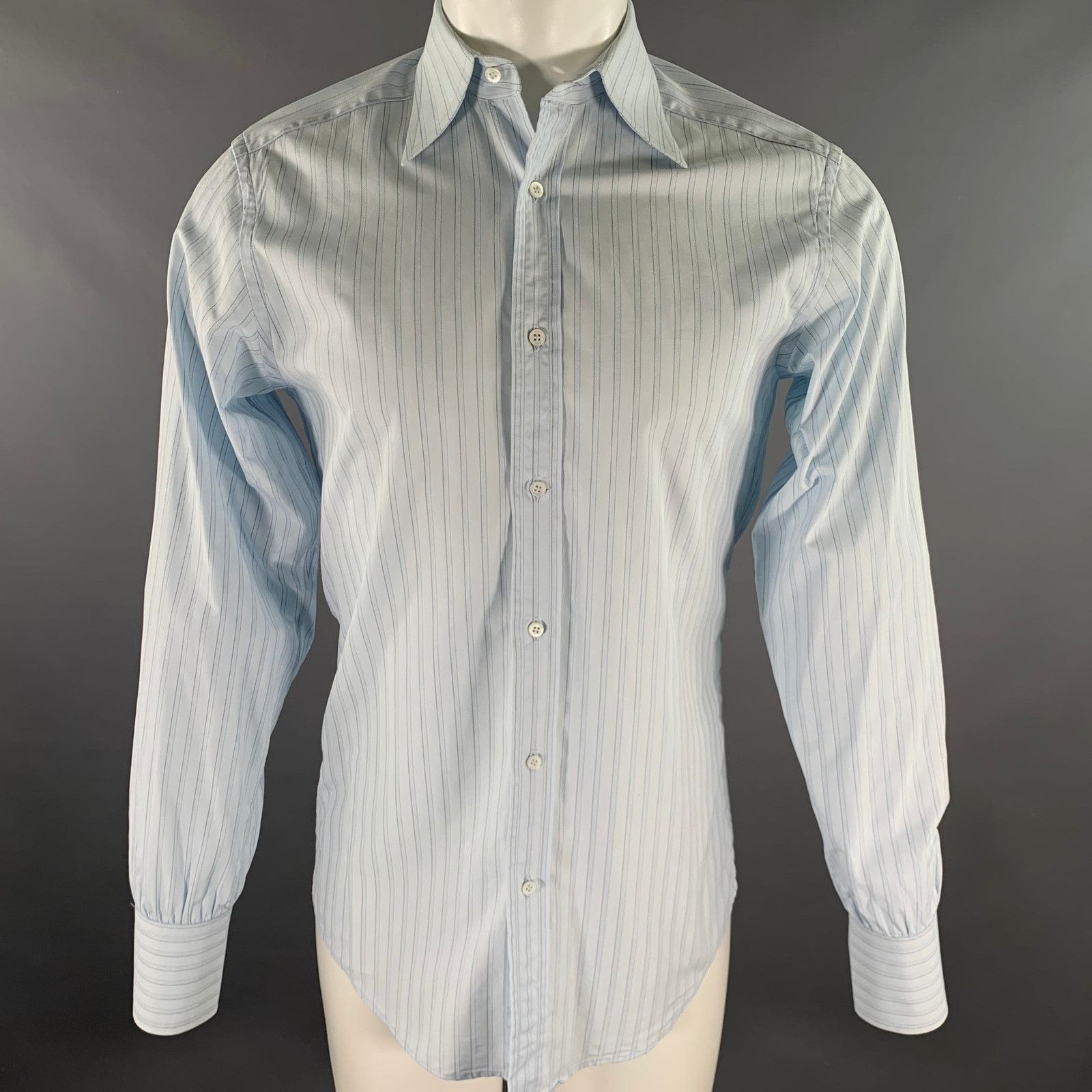 Gucci GUCCI Size S Blue Stripe Cotton Button Up Long Sleeve Shirt Size US S / EU 44-46 / 1 - 1 Thumbnail