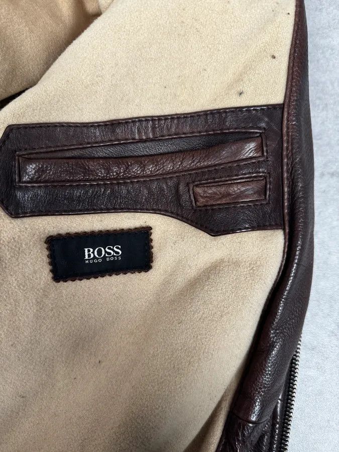 Hugo Boss 2000s Hugo Boss Aviator Brown Leather Jacket Size US L / EU 52-54 / 3 - 13 Thumbnail