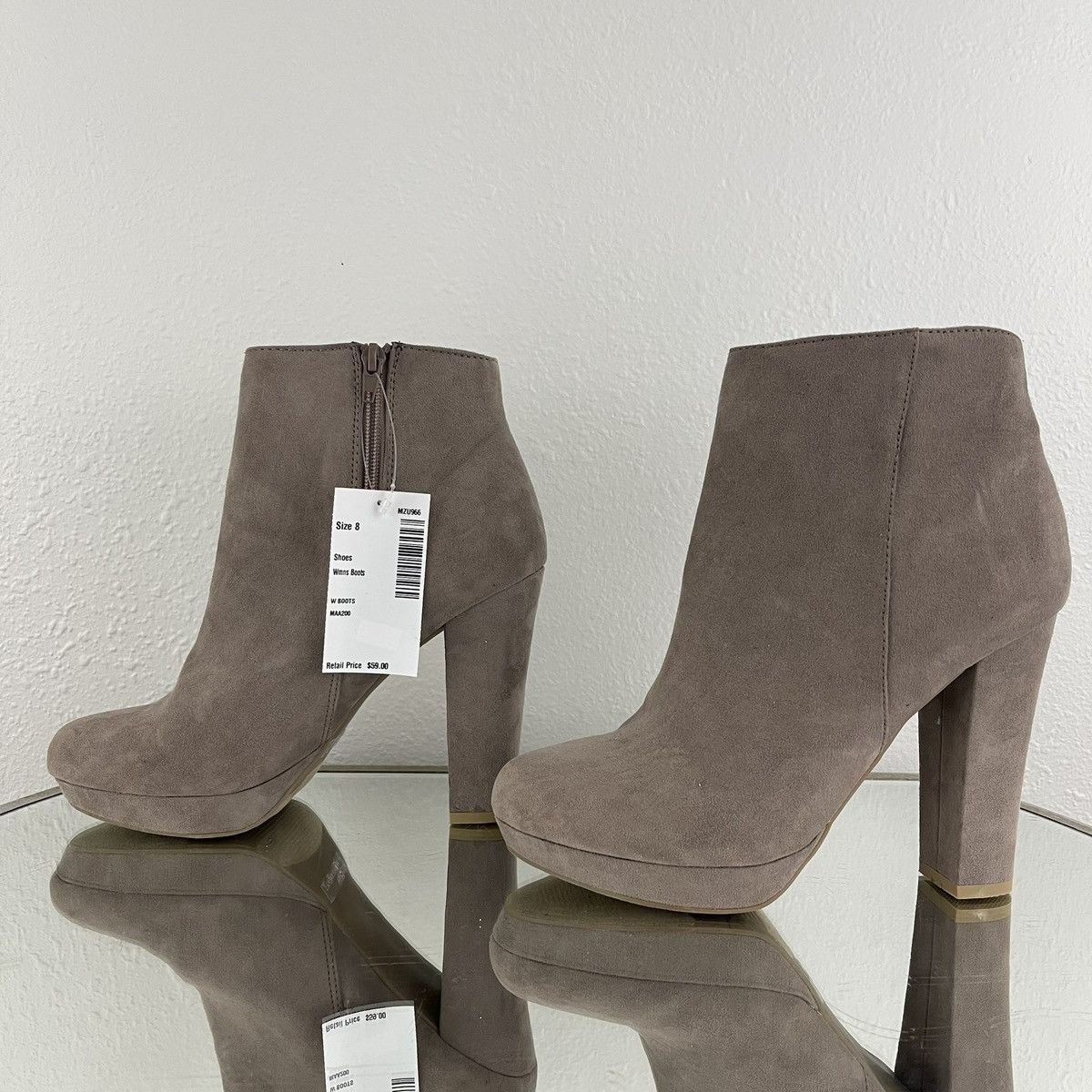 Other REPORT Taupe Tan Faux Suede Lyle High Block Heel Ankle Boots Size US 8 / IT 38 - 8 Thumbnail