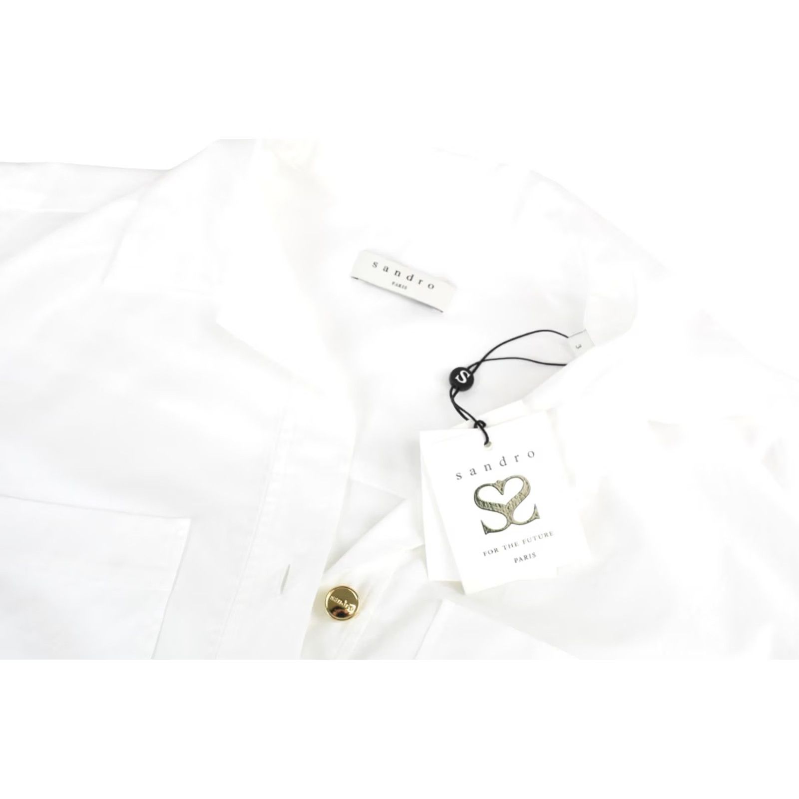 Sandro Sandro Shirt Women M Short Sleeve Pockets Button Up Collared V-Neck Size M / US 6-8 / IT 42-44 - 4 Thumbnail