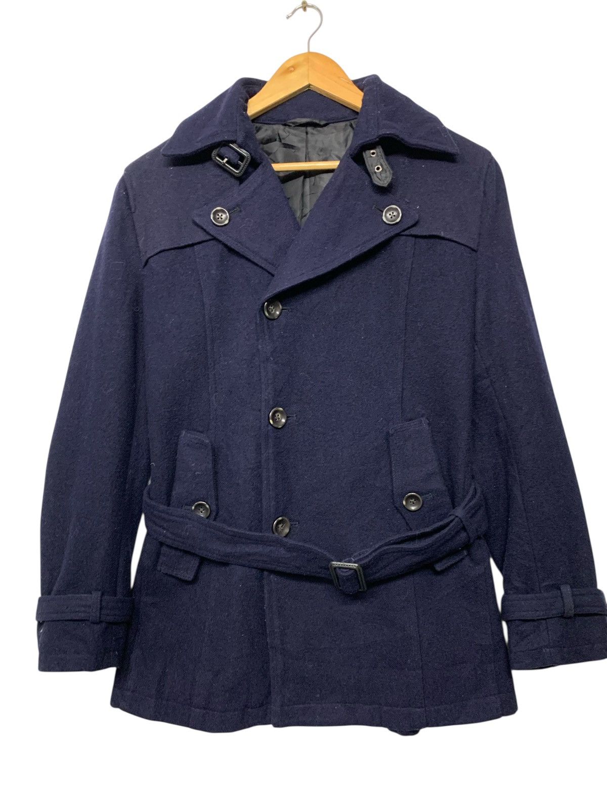 Designer × Japanese Brand × semanticdesign Rare‼️Semantic Design Wool Long Jacket Button Ups Navy Blue Size M / US 6-8 / IT 42-44 - 5 Thumbnail