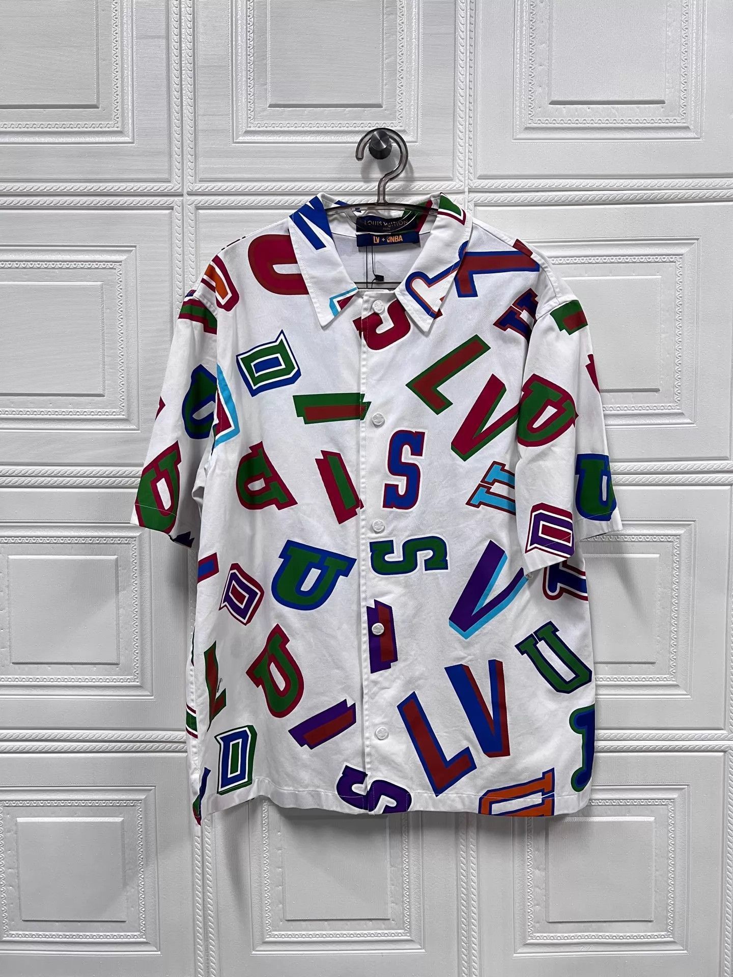 Louis Vuitton White Short Sleeve Colorful Letter Print Shirt Size US L / EU 52-54 / 3 - 1 Thumbnail