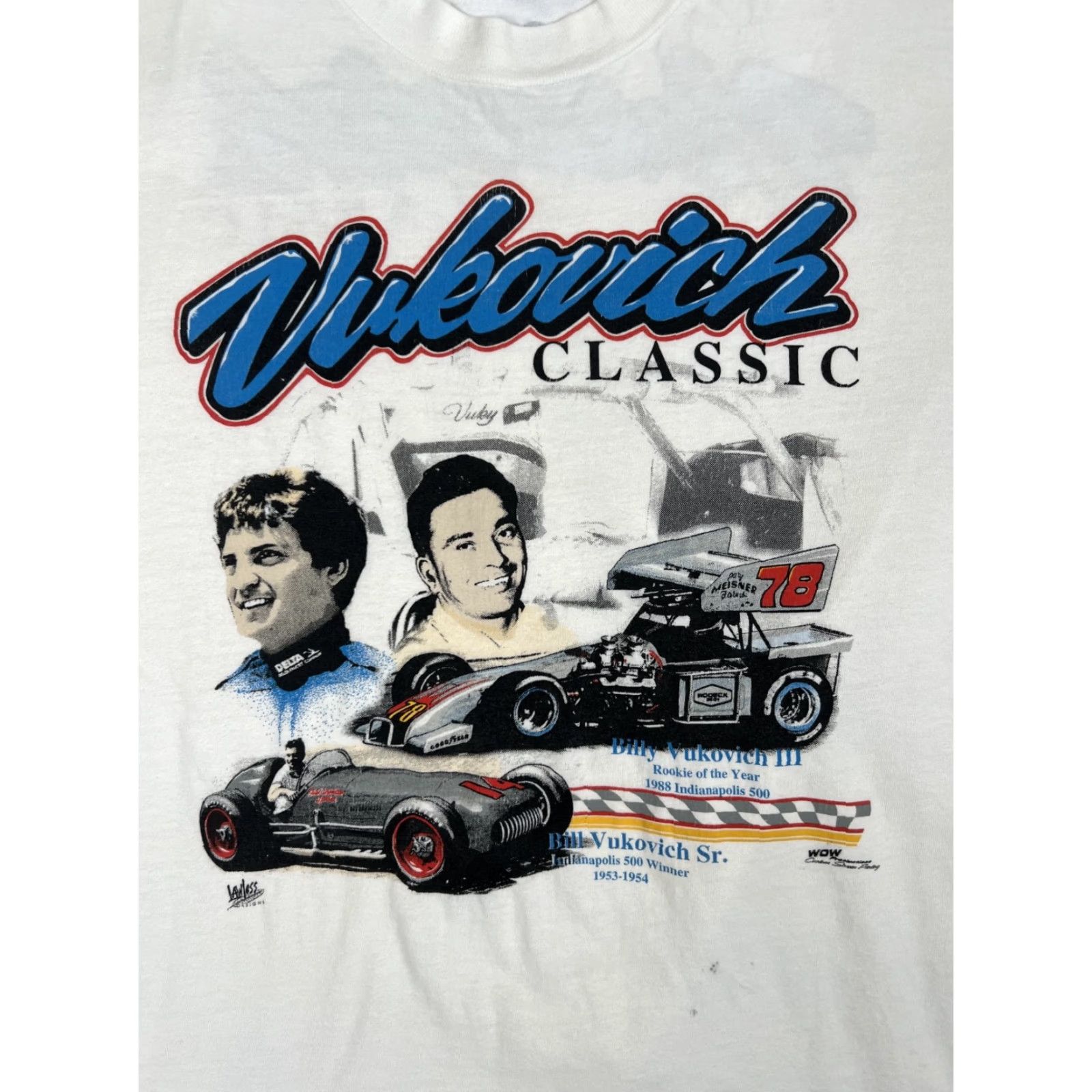 Hanes VINTAGE Hanes T-Shirt Crew Neck Short Sleeve Graphic Print 90s Cars USA White Cotton Size L Men Regular Gauge: Size Large Size US L / EU 52-54 / 3 - 4 Thumbnail