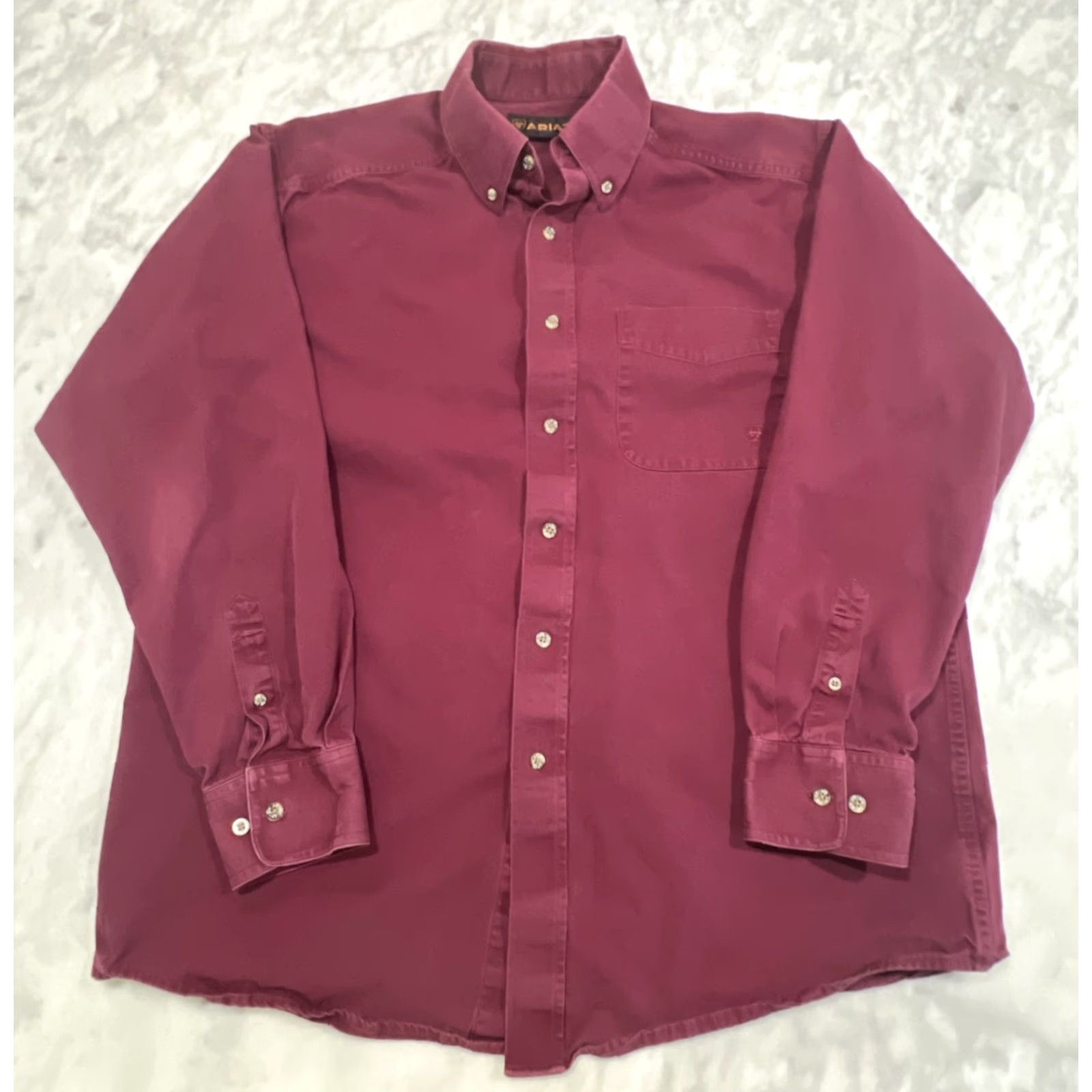 Ariat Ariat Button Down Shirt Men L Long Sleeve Maroon Cotton Pocket Shirt Size US L / EU 52-54 / 3 - 2 Thumbnail