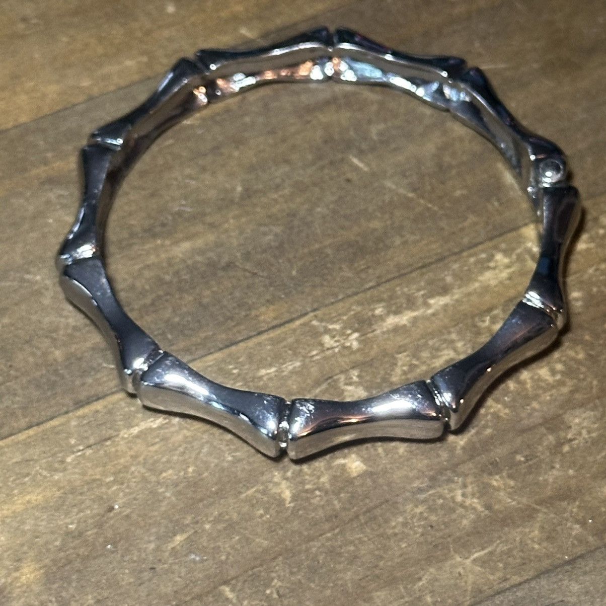 Vintage Vintage silver tone hinged bamboo bangle bracelet Size ONE SIZE - 4 Thumbnail