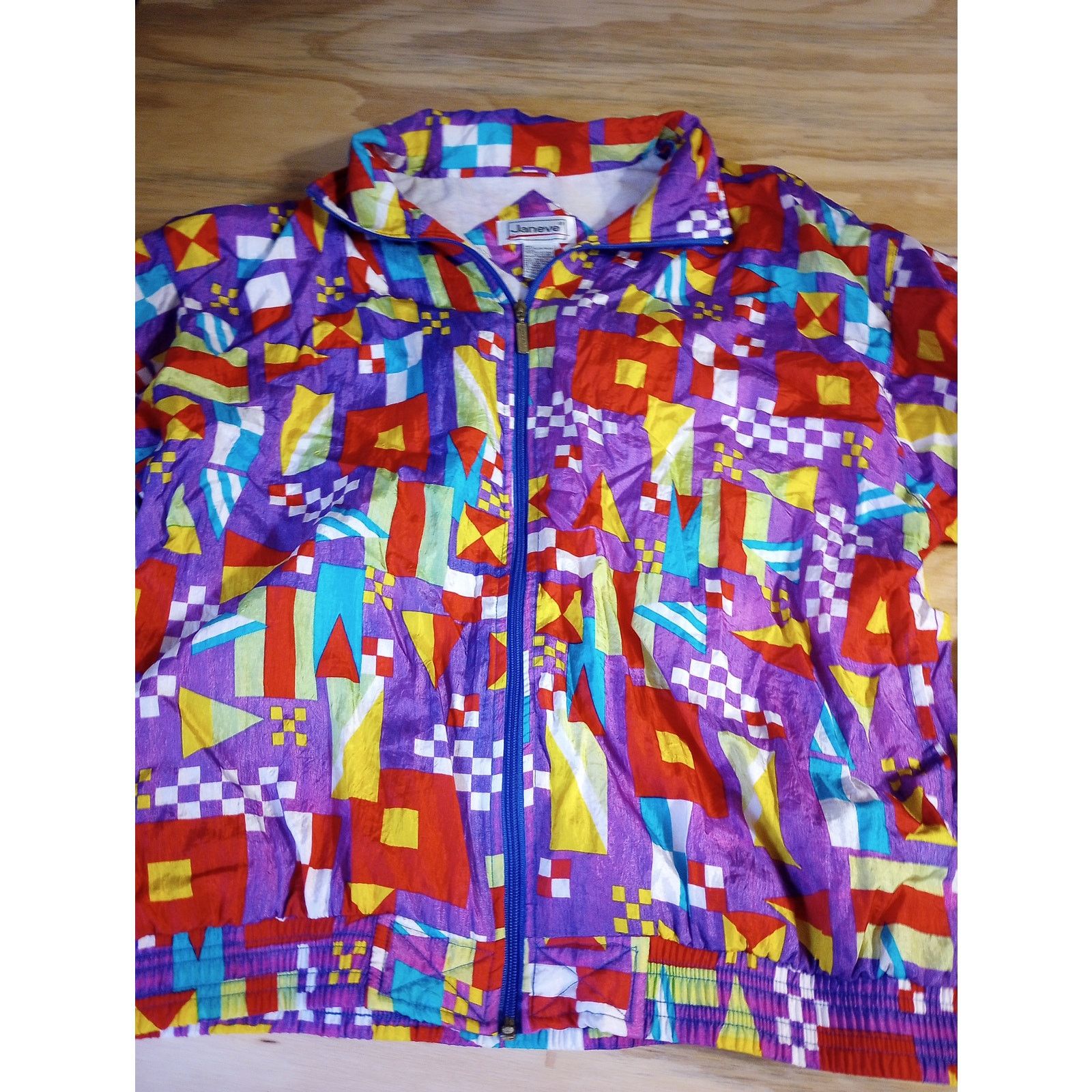 Vintage Vintage Janeve XL Jacket 90s Geometric Windbreaker Retro Size XL / US 12-14 / IT 48-50 - 2 Thumbnail