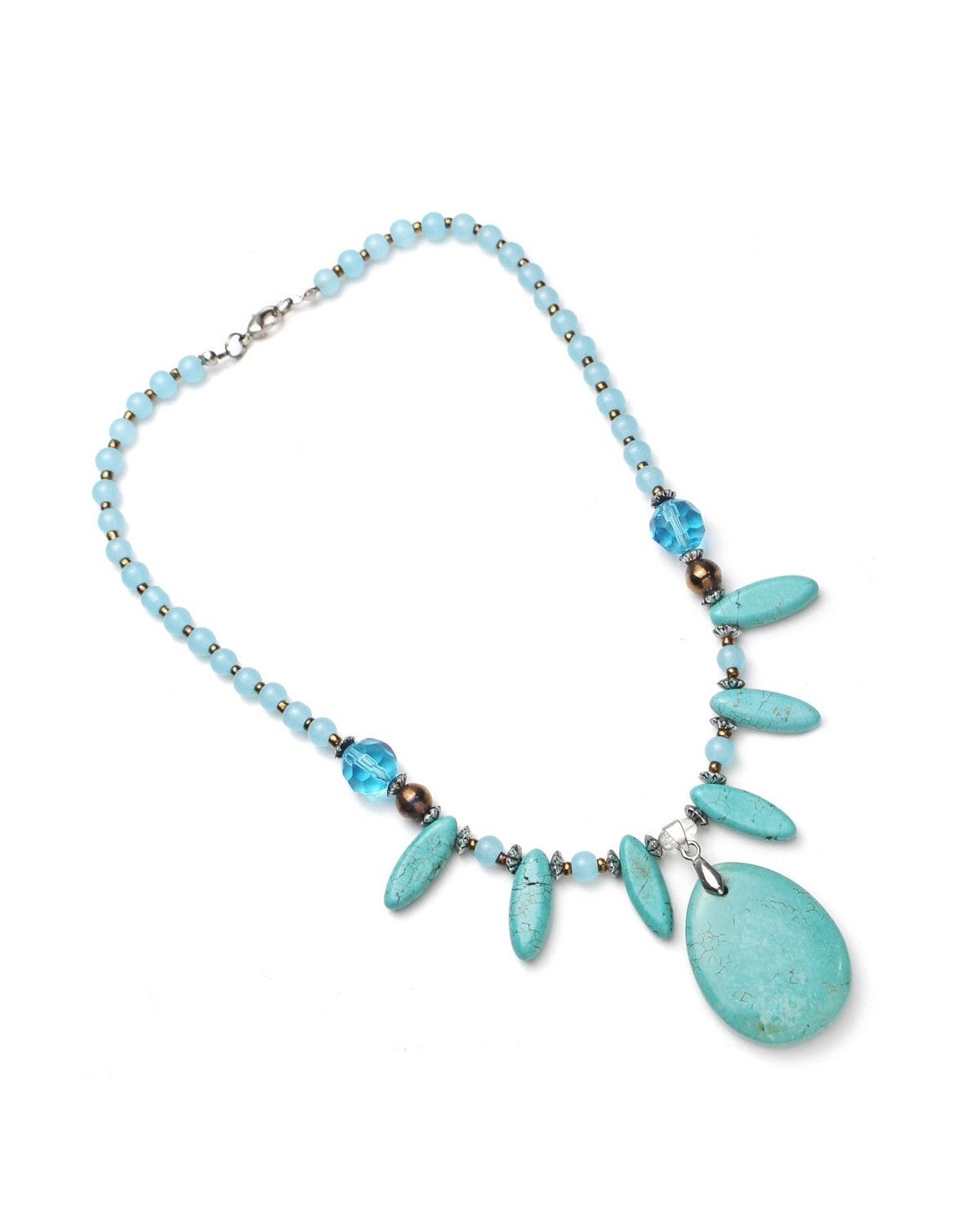 Native 2000S JAPANESE MADE TURQUOISE TEARDROP BEADED NECKLACE Size ONE SIZE - 2 Thumbnail