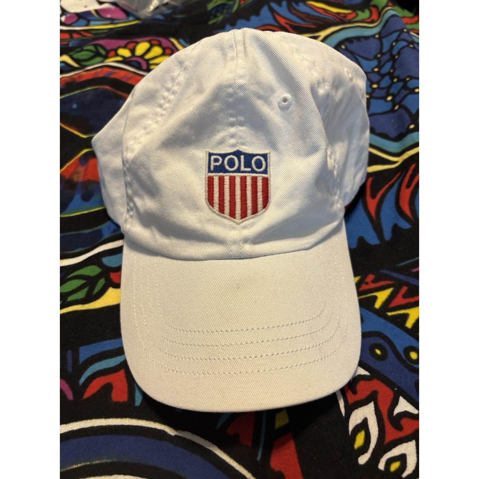 Vintage Flawed white polo ralph lauren shield spellout hat dad hat Size ONE SIZE - 1 Thumbnail