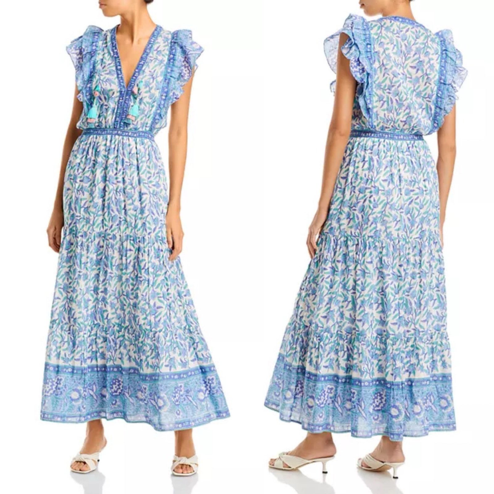Bell Bell Phoebe Ruffled Tiered Maxi Dress in Blue Floral sz M Size M / US 6-8 / IT 42-44 - 1 Thumbnail