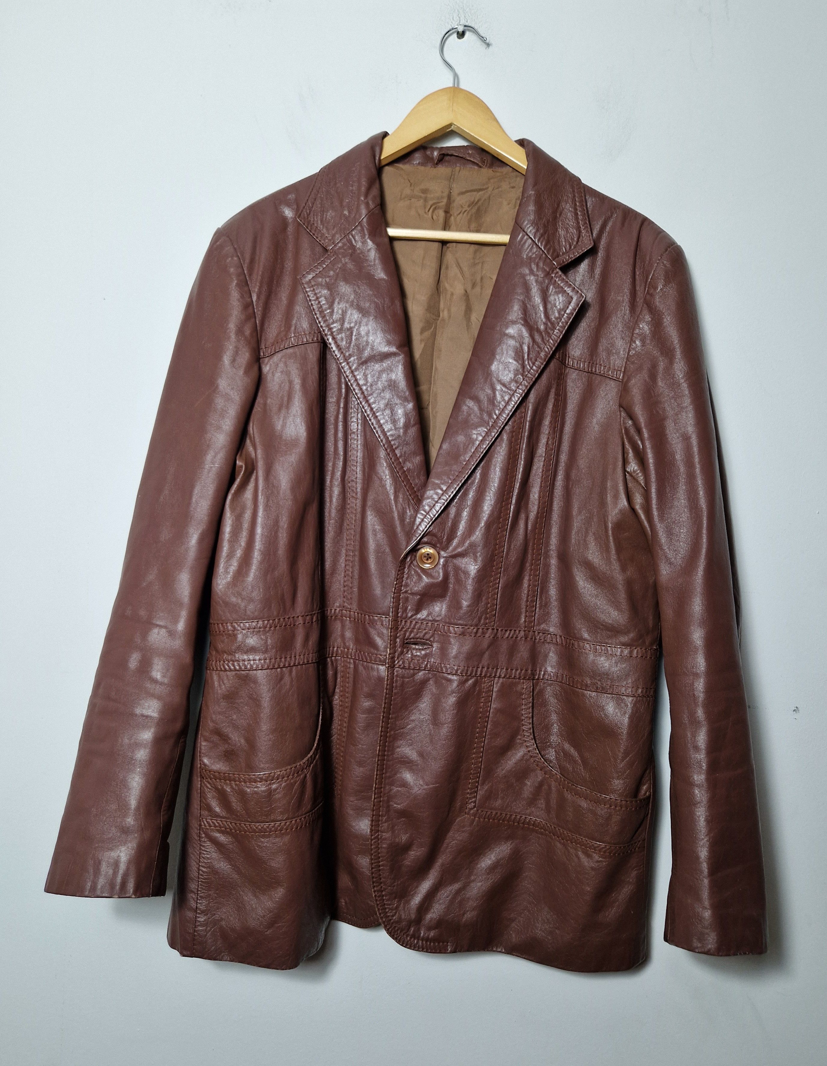 Vintage vintage leather blazer Size US XL / EU 56 / 4 - 1 Thumbnail