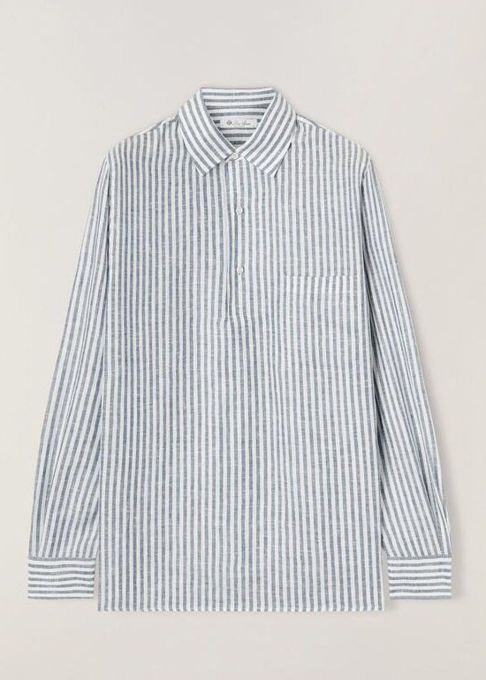 image of Loro Piana O1Srvl11E0424 Polo Andre Shirt In White/grey, Men's (Size Large)