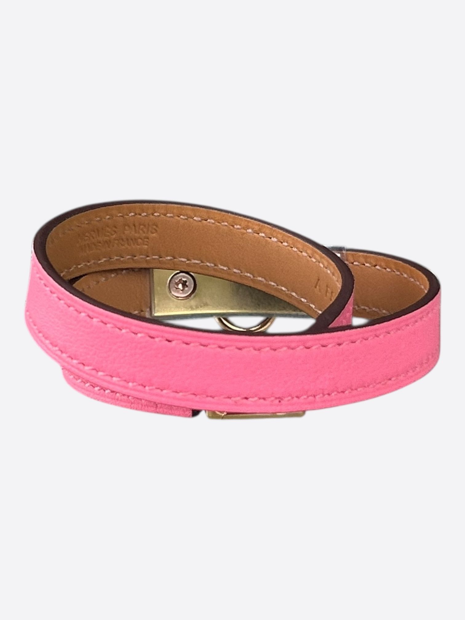 Hermes Pink Swift & Gold Hardware Rivale Double Tour Bracelet Size ONE SIZE - 2 Thumbnail