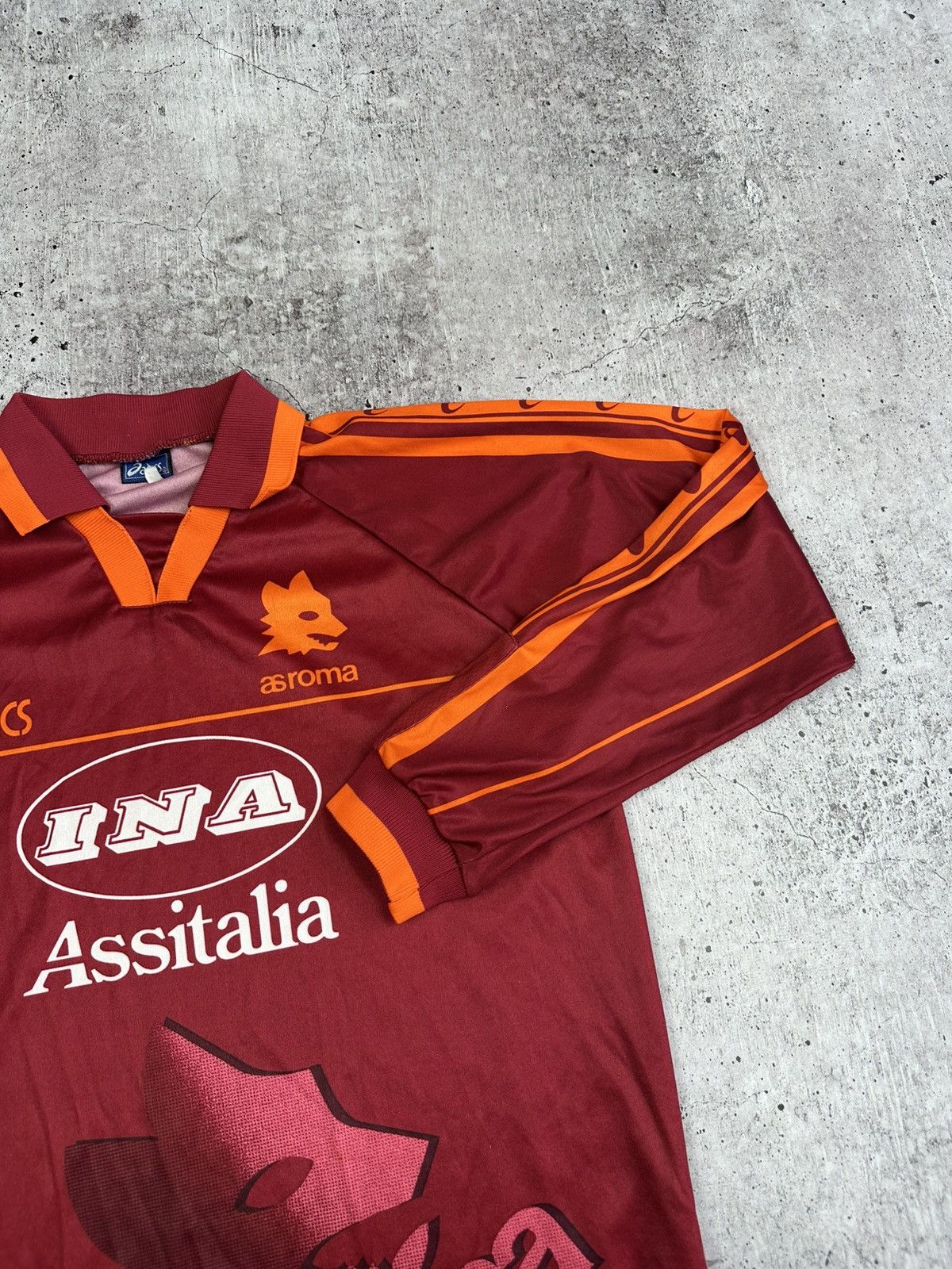 Asics 1995/96 Asics AS Roma Vintage Long Sleeve Soccer Jersey Size US M / EU 48-50 / 2 - 2 Thumbnail