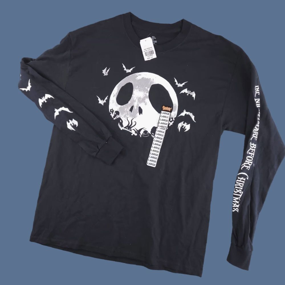 Disney NEW Disney Shirt Mens Large Black Crewneck Nightmare Before Long Sleeve Slim Fit Size US L / EU 52-54 / 3 - 1 Thumbnail