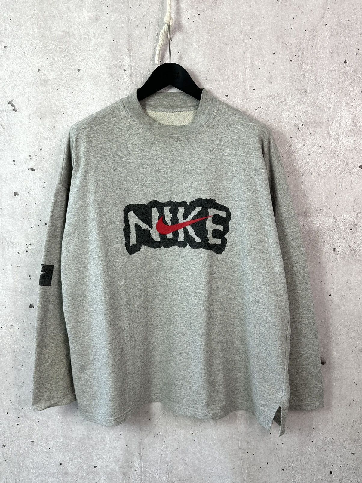 Nike Nike Vintage Swoosh Grey Crew Neck Cotton Sweatshirt Size US XL / EU 56 / 4 - 1 Thumbnail