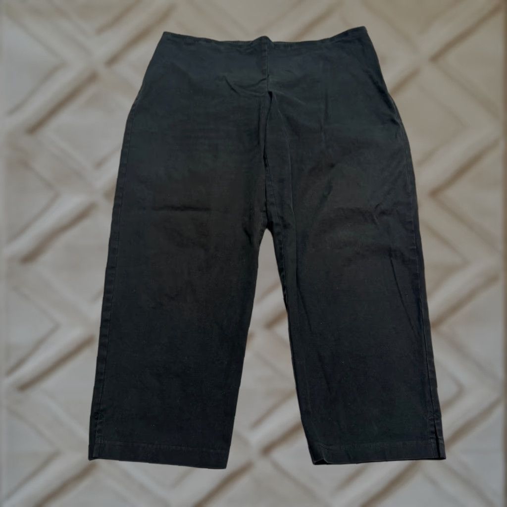 Eileen Fisher Eileen Fisher Pull On Ankle Pants womens Large Black Mid Rise Straight Leg 38x27 Size 36" / US 14 / IT 50 - 1 Thumbnail