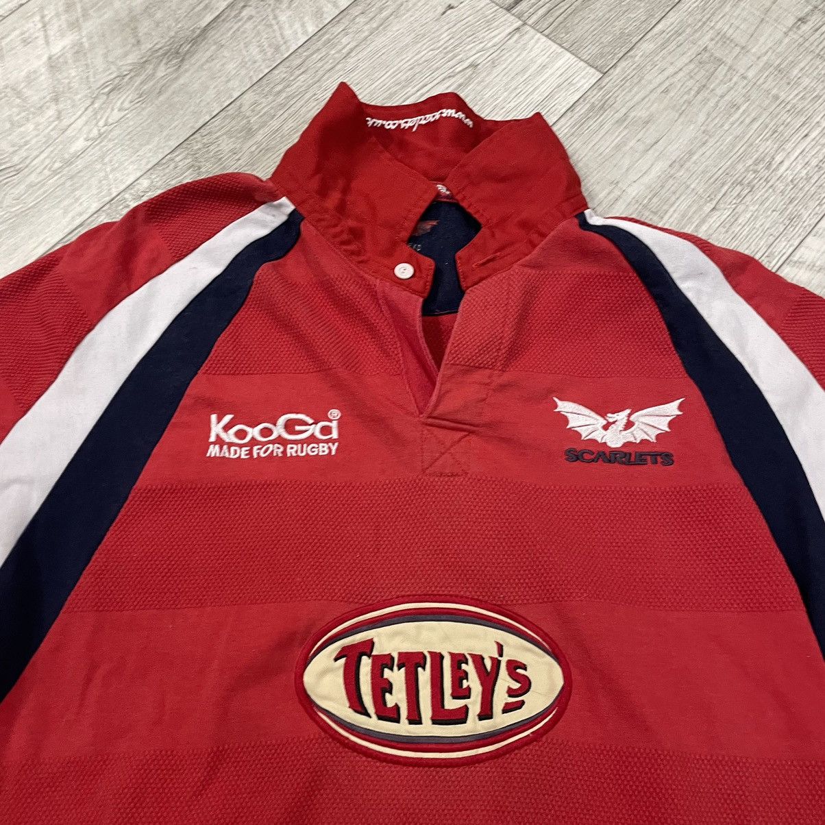 Vintage Kooga RUGBY Llanelli Scarlets Tetleys jersey shirt Size US XL / EU 56 / 4 - 2 Thumbnail