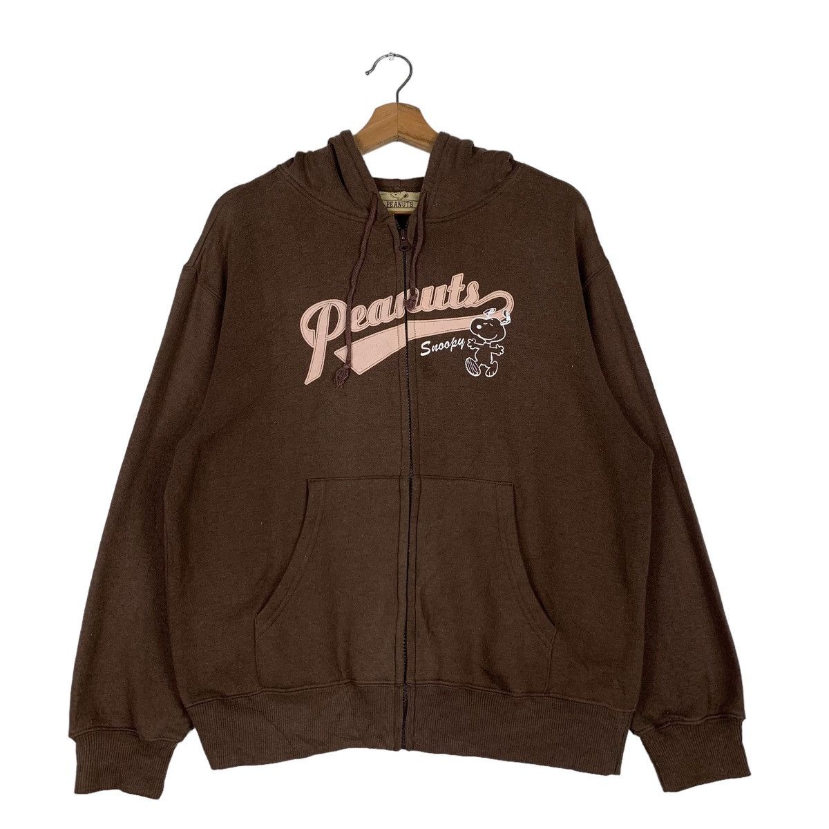 Cartoon Network PEANUTS SNOOPY Big Logo Zipper Brown Hoodies #0733-C33 Size US M / EU 48-50 / 2 - 1 Thumbnail