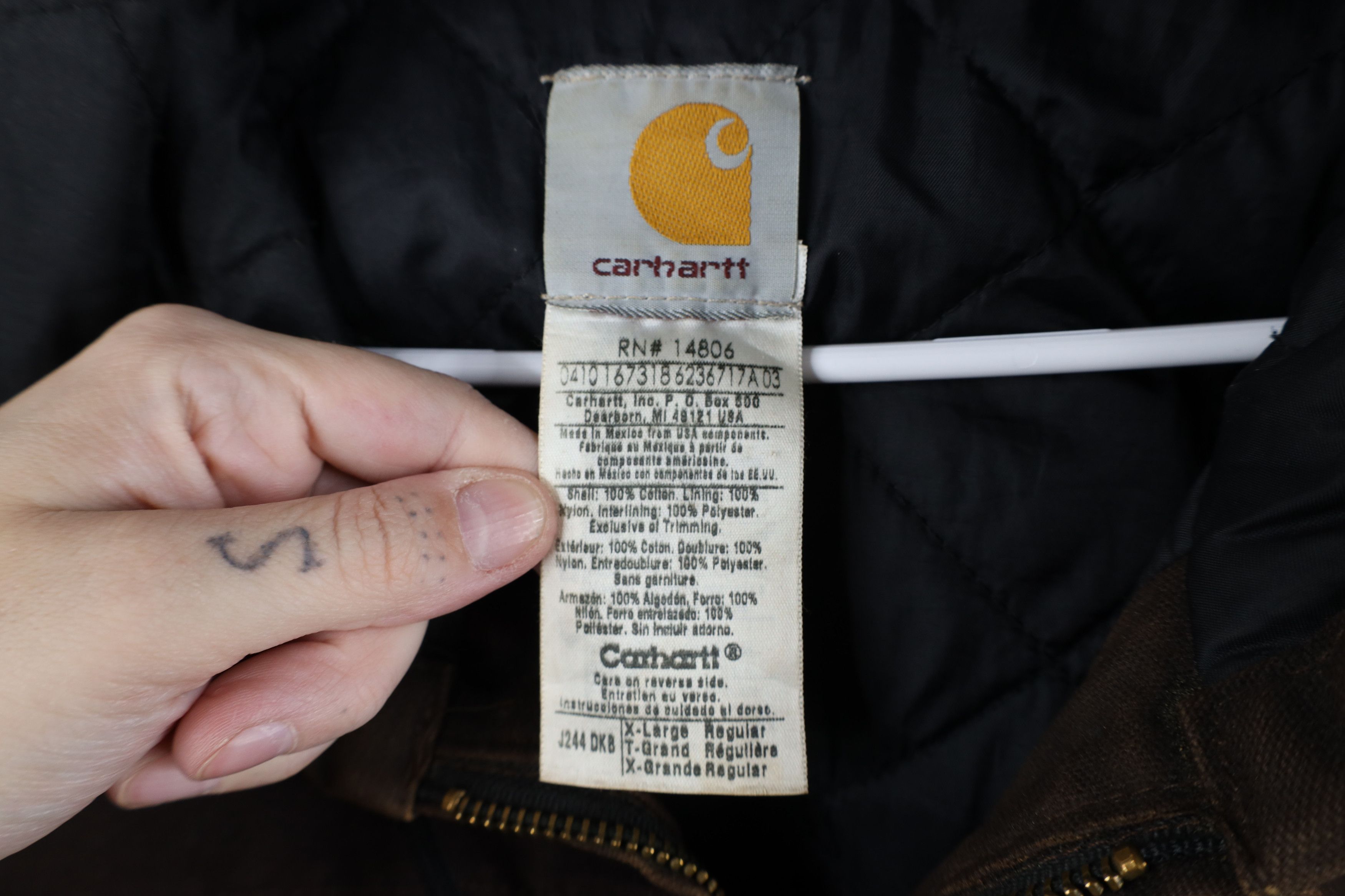 Carhartt Vintage Y2K Carhartt Quilted Canvas Hooded Jacket Dark Brown Size US XL / EU 56 / 4 - 10 Thumbnail