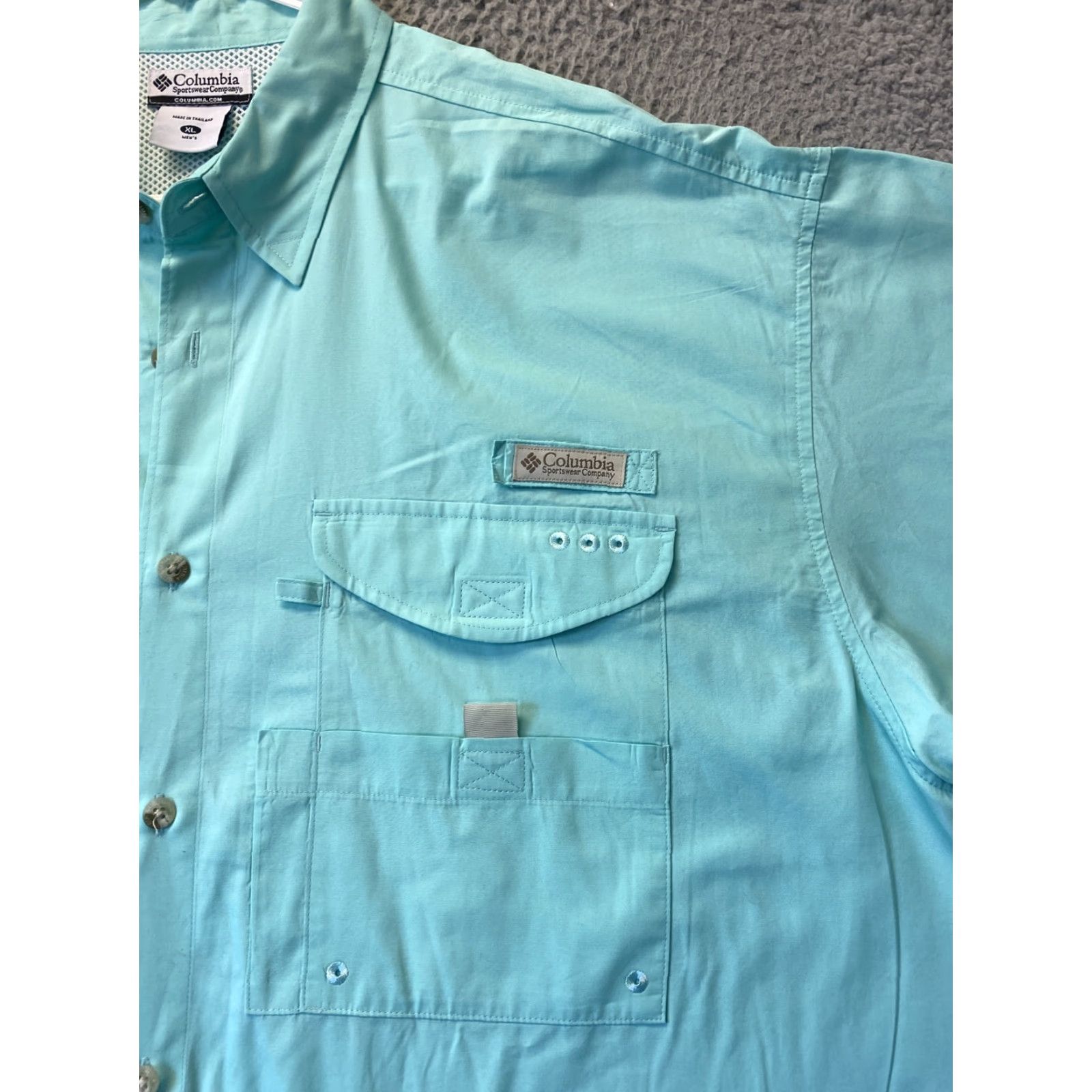 Altea Columbia Shirt Men's PFG Button-Down XL Teal Performance Fishing Gear /59-43 Short Sleeve Col l ar Button-Up Logo All Seasons Breathable Mens Size US XL / EU 56 / 4 - 2 Thumbnail