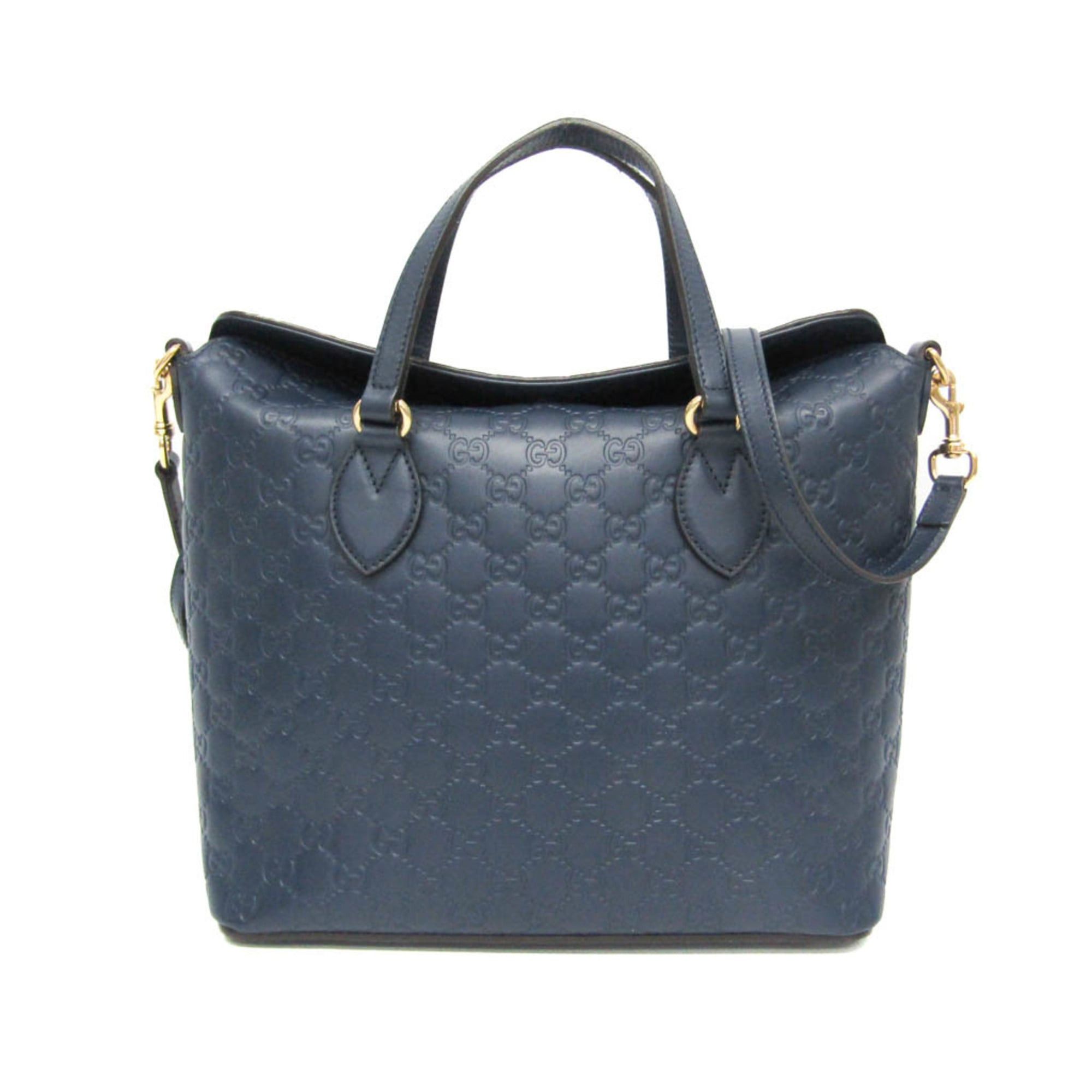 Gucci Gucci Guccissima 428226 Women's Leather Handbag,Shoulder Bag Blue Size ONE SIZE - 1 Thumbnail