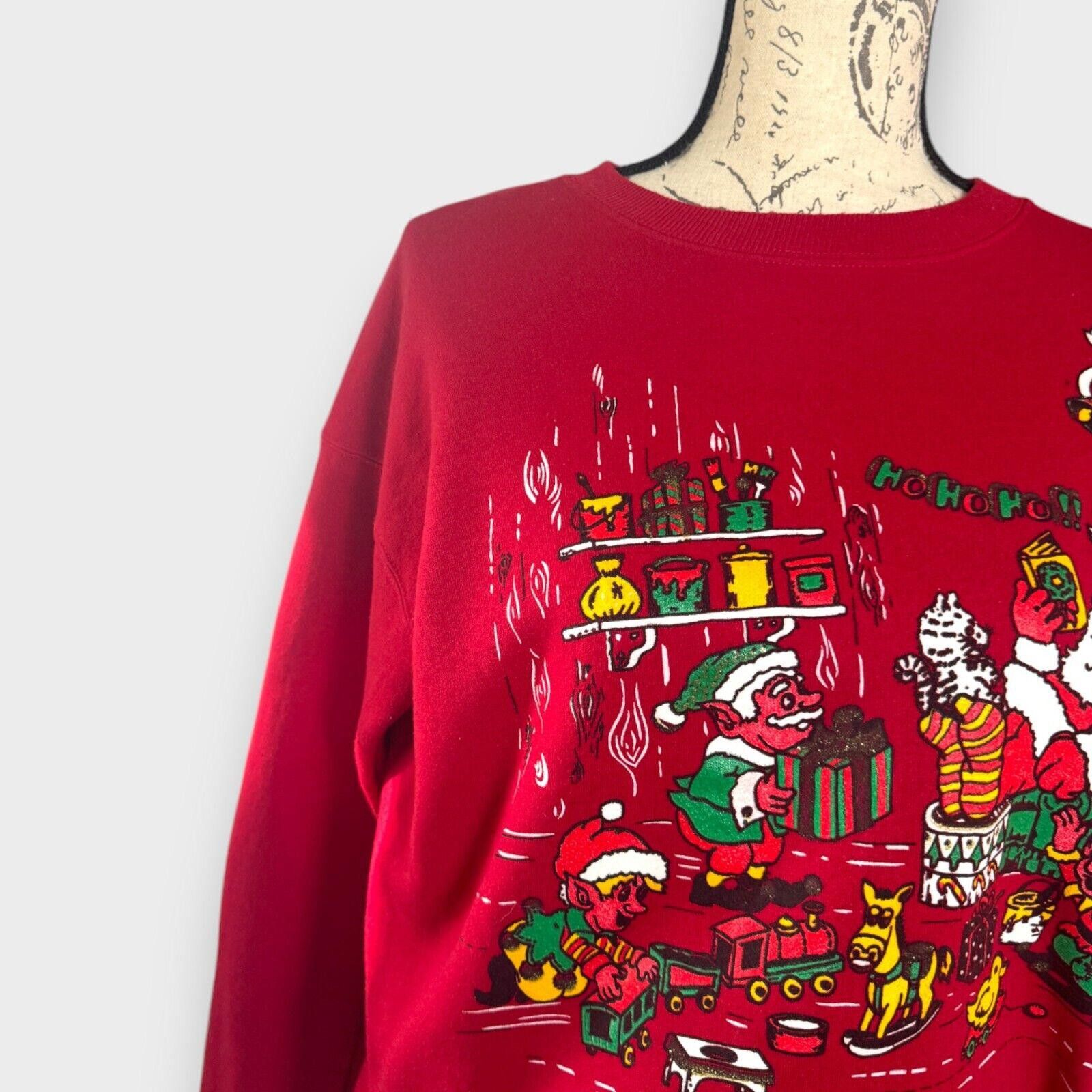Hanes Vintage 90s Pullover Christmas Sweatshirt Hanes Santa Size M / US 6-8 / IT 42-44 - 2 Thumbnail