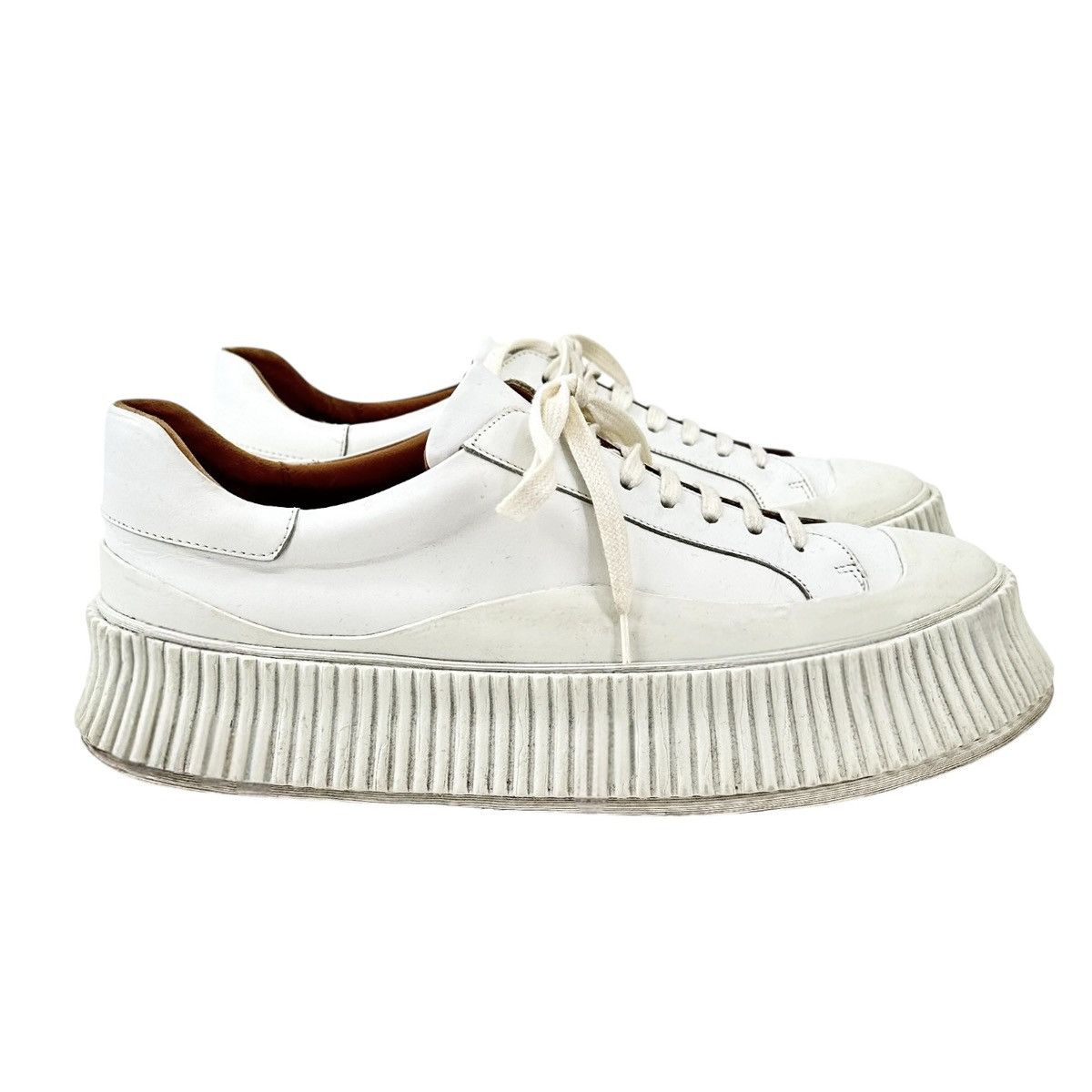 Jil Sander "Olona" White Leather Platform Sneakers sz 41 Size US 8 / EU 41 - 3 Thumbnail