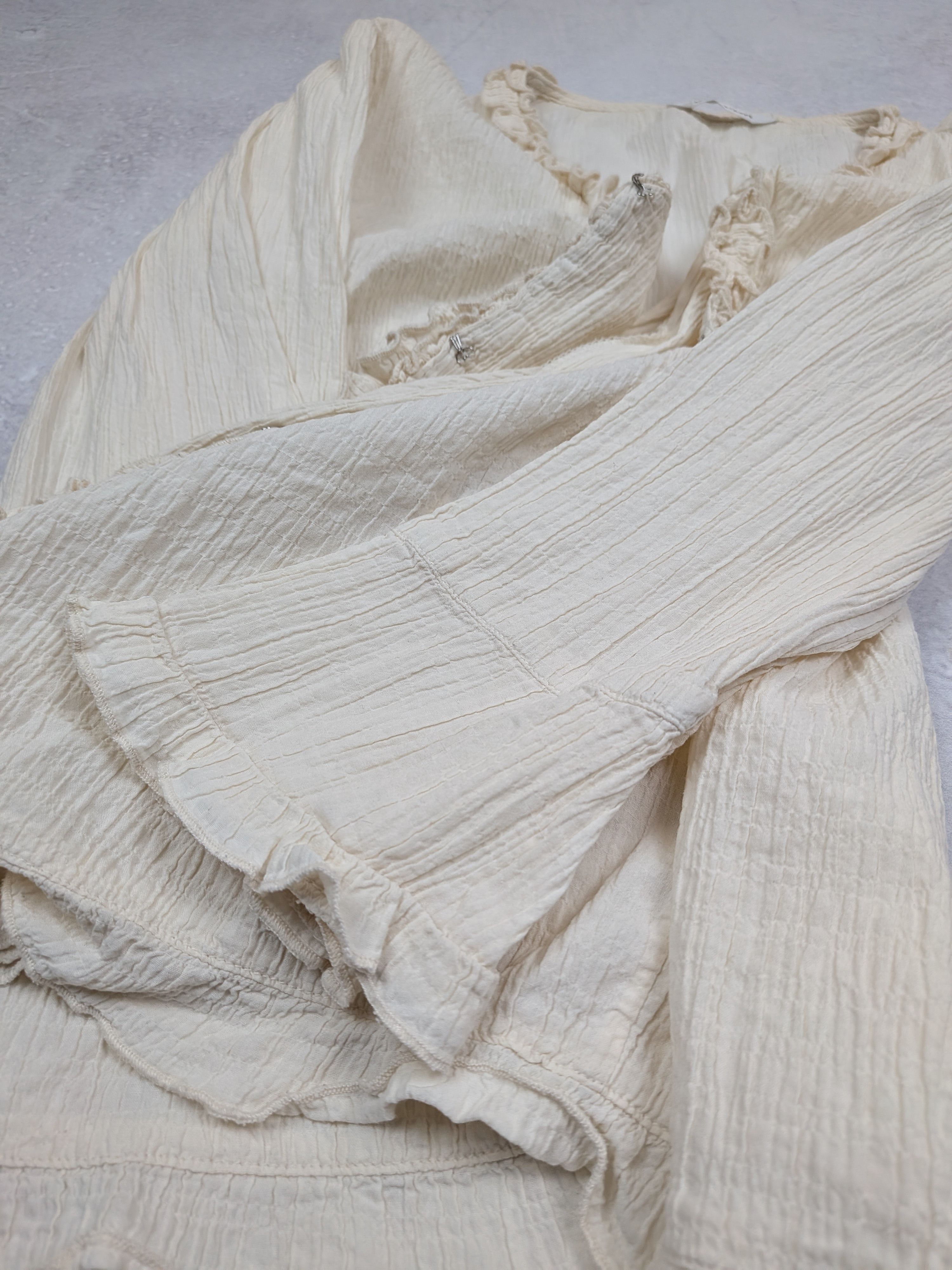 Other Rosa Cheri Vintage Cream Silk Blouse Flared Sleeves Size L M Size M / US 6-8 / IT 42-44 - 5 Thumbnail