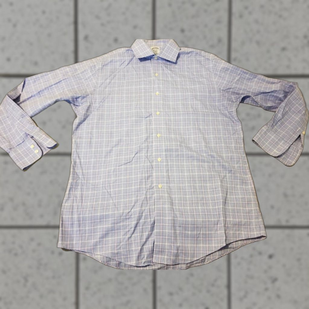 Brooks Brothers Brooks Brothers Mens Dress Shirt 16 34 Pink Blue Button Cotton Striped Size 42R - 1 Thumbnail
