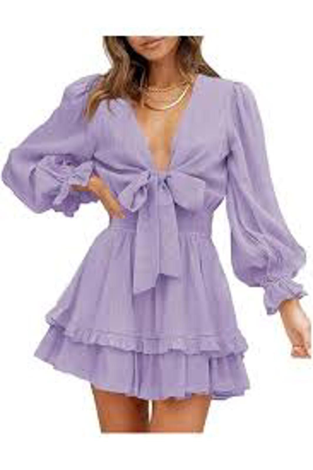 Designer Elegant Lavender Wrap Dress Size S / US 4 / IT 40 - 1 Thumbnail