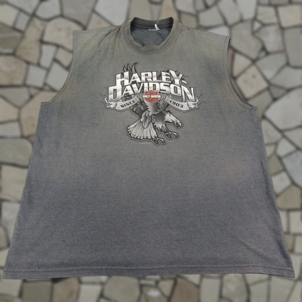 Harley Davidson VINTAGE Harley-Davidson Shirt Mens Large Gray Tank Top Motorcycles Eagle Bakersfield Size US L / EU 52-54 / 3 - 1 Thumbnail