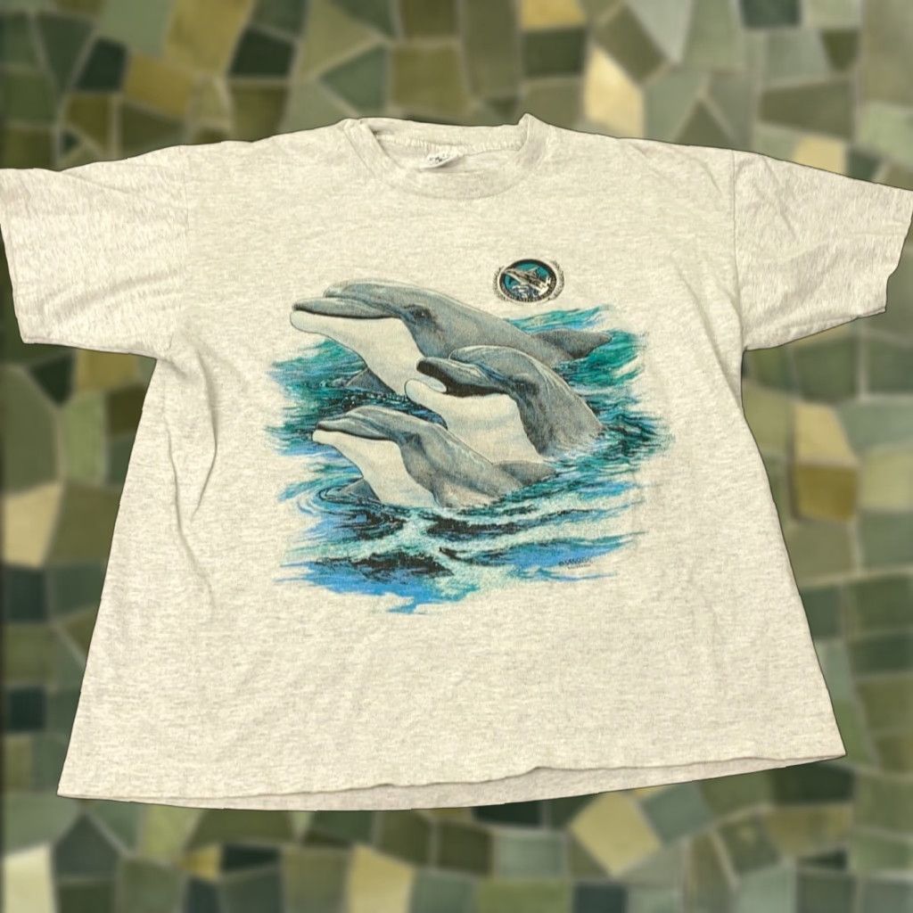 Vintage VINTAGE Sansegal Mens XL T-Shirt Short Sleeve Gray Nautical Ocean Sea Life 90s Made in USA Size US XL / EU 56 / 4 - 1 Thumbnail